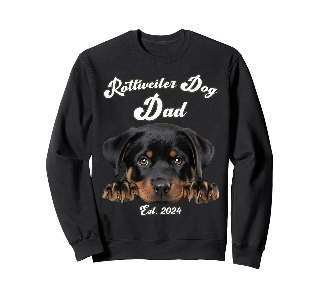 Rottweiler Dog Dad Est 2024 Puppy Sweatshirt - Minimalist Print Unisex - T-Shirt, Sweatshirt, Hoodie