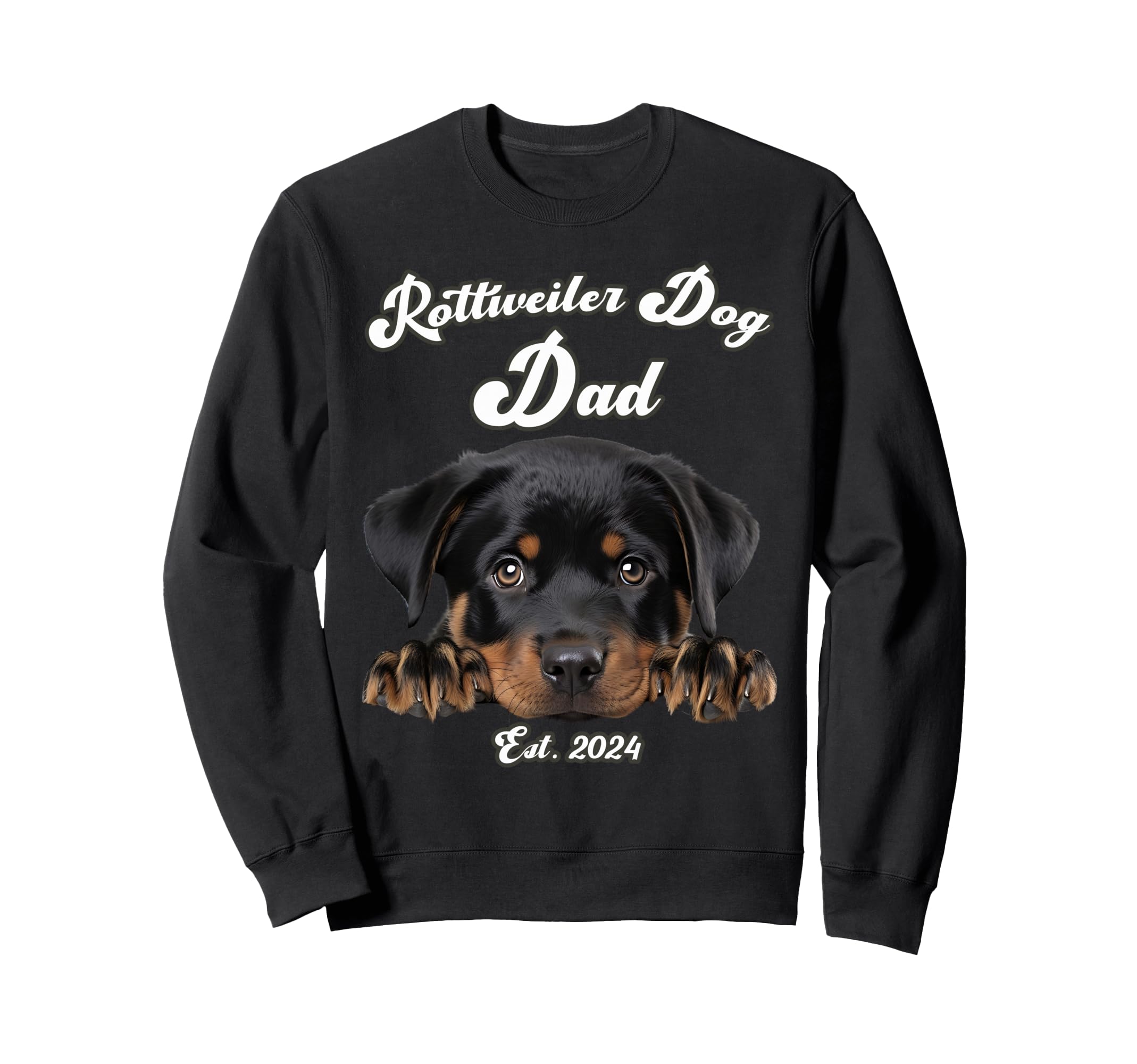 Rottweiler Dog Dad Est 2024 Puppy Sweatshirt - Minimalist Print Unisex - T-Shirt, Sweatshirt, Hoodie