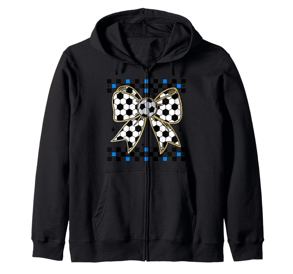 Soccer Bow Checkered Ribbon Gift Sweatshirt - Trendy Graphic for Adults - T-Shirt, Sweatshirt, Hoodie
