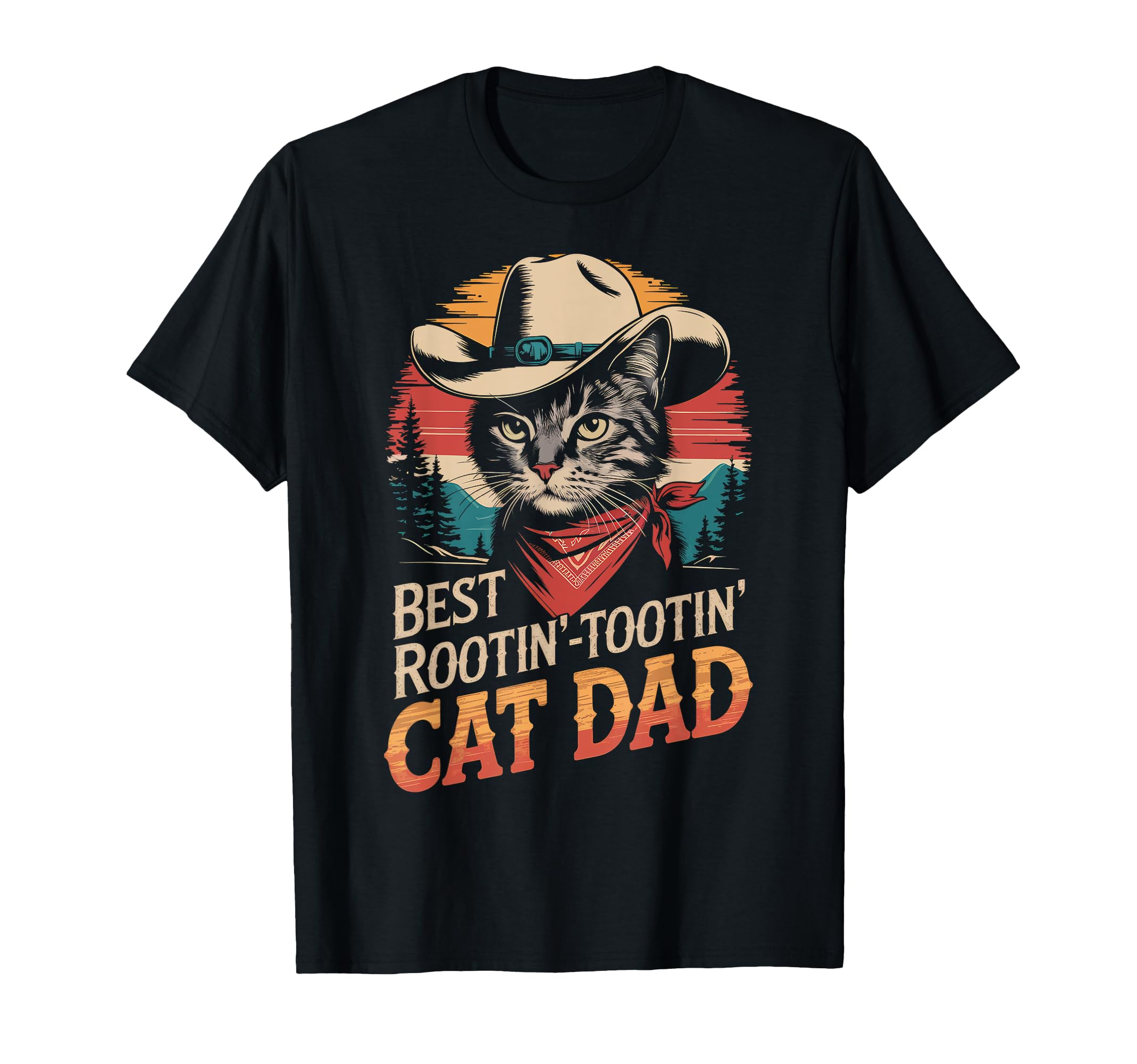 Cat Dad Cat Funny Fathers Day Cowboy T-Shirt - Aesthetic Graphic Men Women - T-Shirt, Sweatshirt, Hoodie