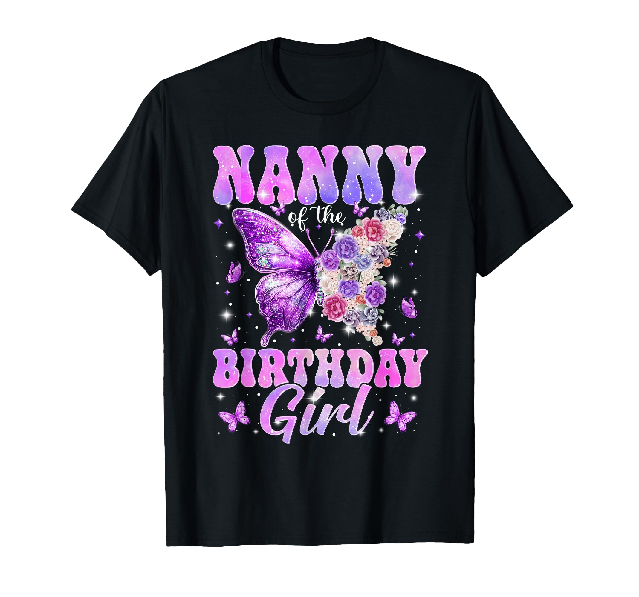 Nanny Birthday Butterfly Family Matching T-Shirt - Minimalist Print Unisex - T-Shirt, Sweatshirt, Hoodie