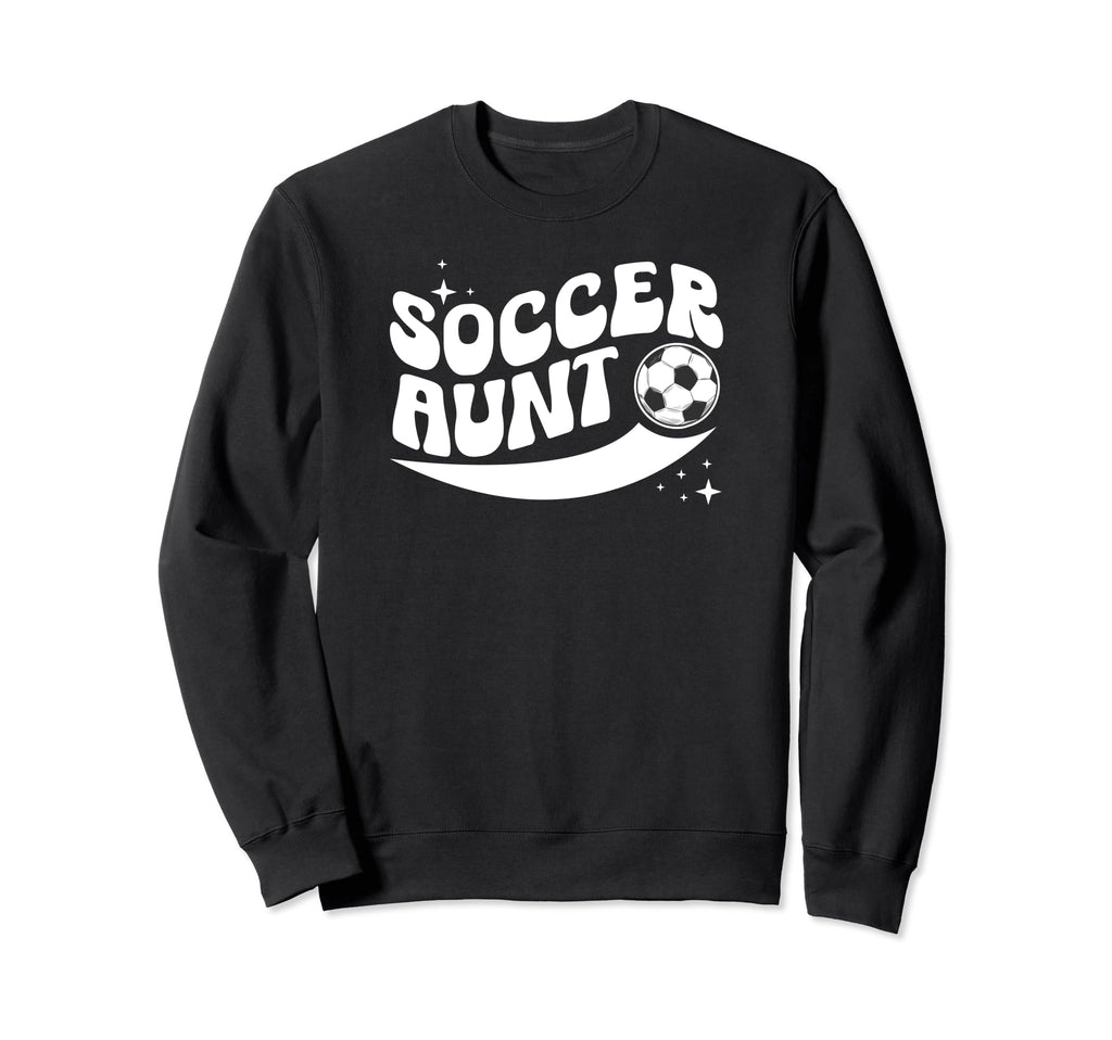 Groovy Soccer Aunt Soccer Player Sweatshirt - Aesthetic Graphic for Adults - T-Shirt, Sweatshirt, Hoodie