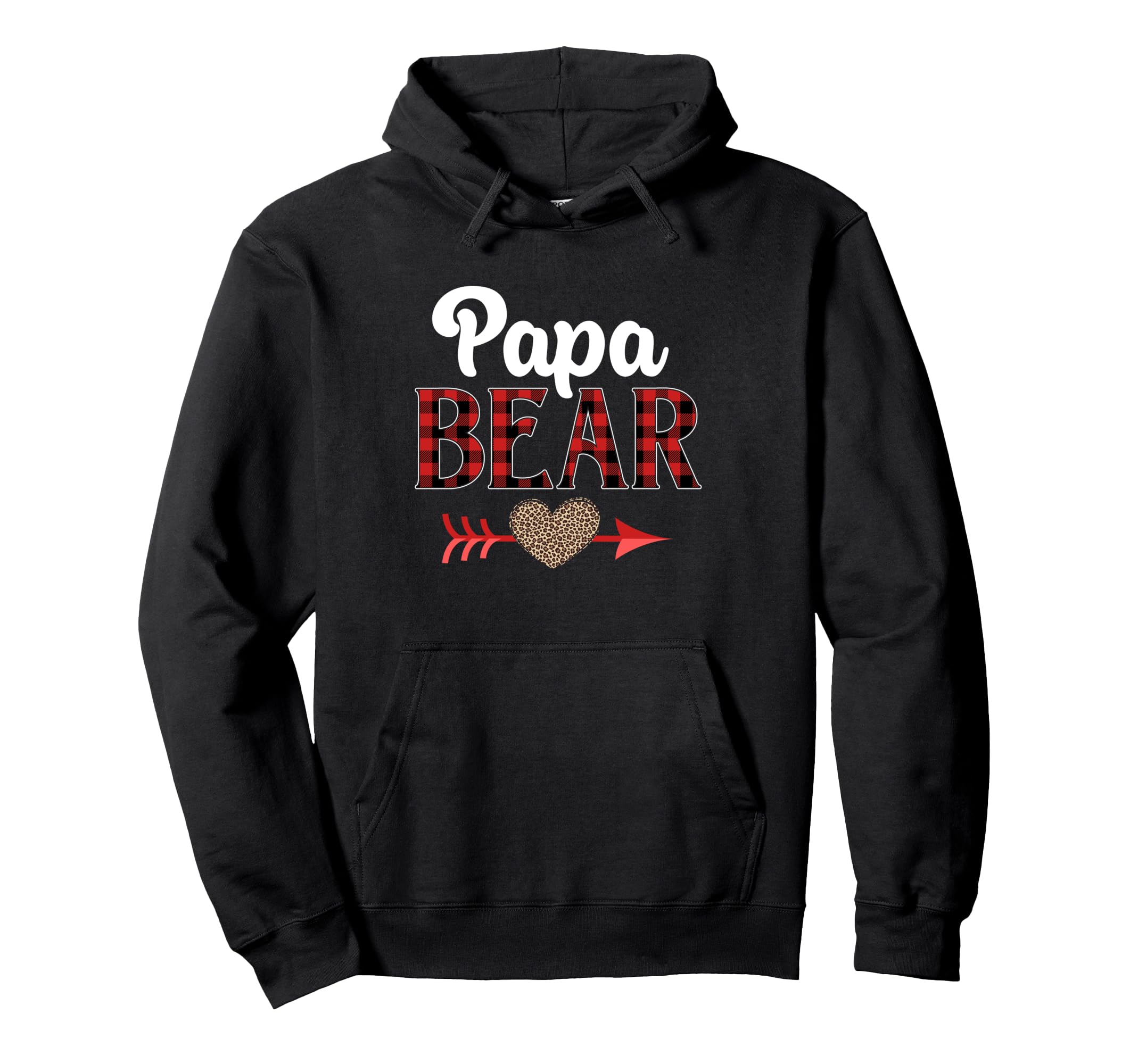 Papa Bear Buffalo Plaid Leopard Hoodie - Fun Novelty Design Men Women - T-Shirt, Sweatshirt, Hoodie