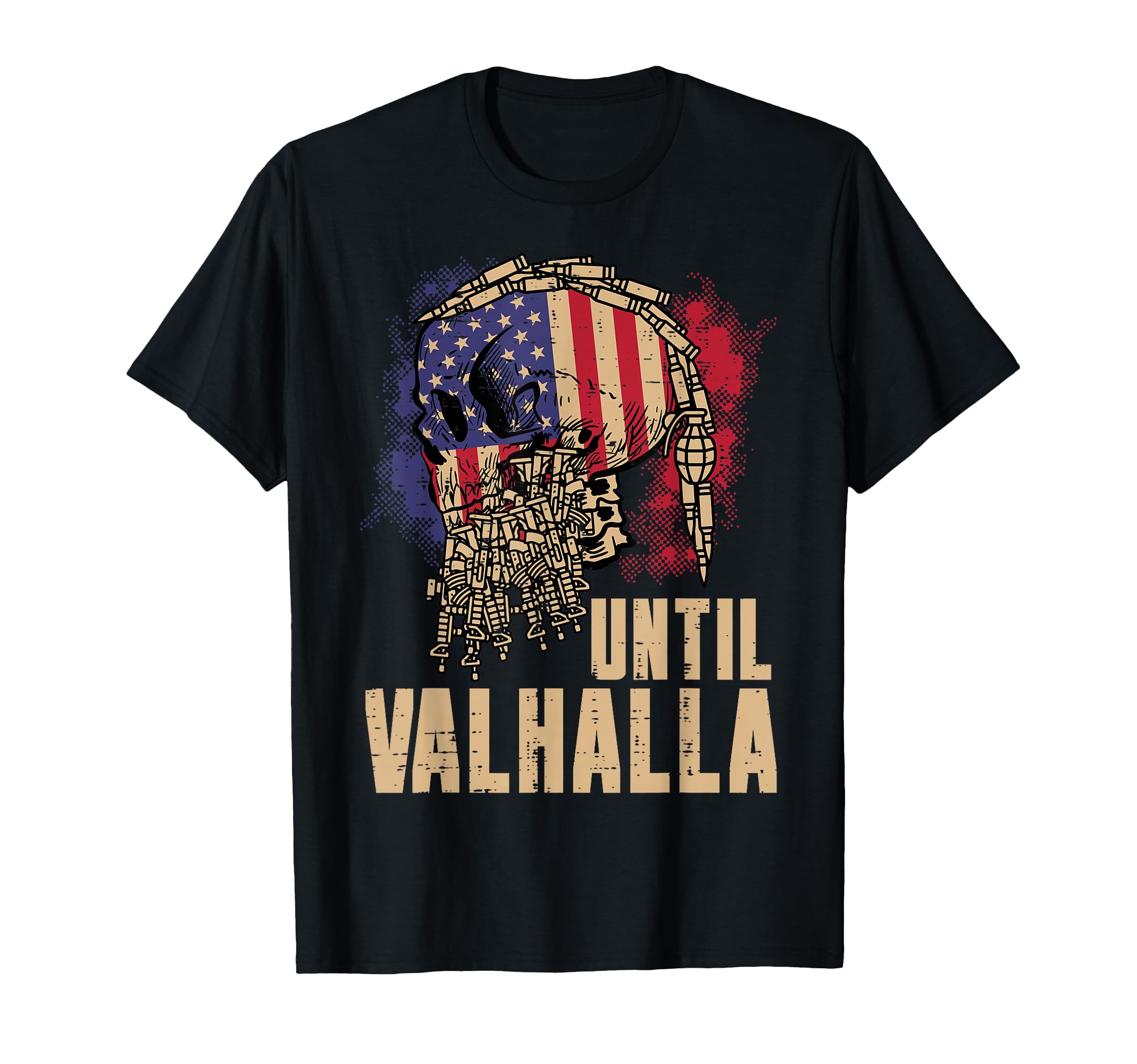 Viking Skull Us Flag Until Valhalla T-Shirt - Trendy Graphic Men Women - T-Shirt, Sweatshirt, Hoodie