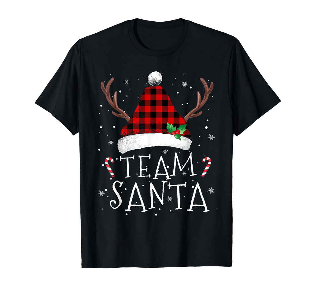 Team Santa Red Plaid Claus Hat Matching T-Shirt - Minimalist Print Unisex - T-Shirt, Sweatshirt, Hoodie