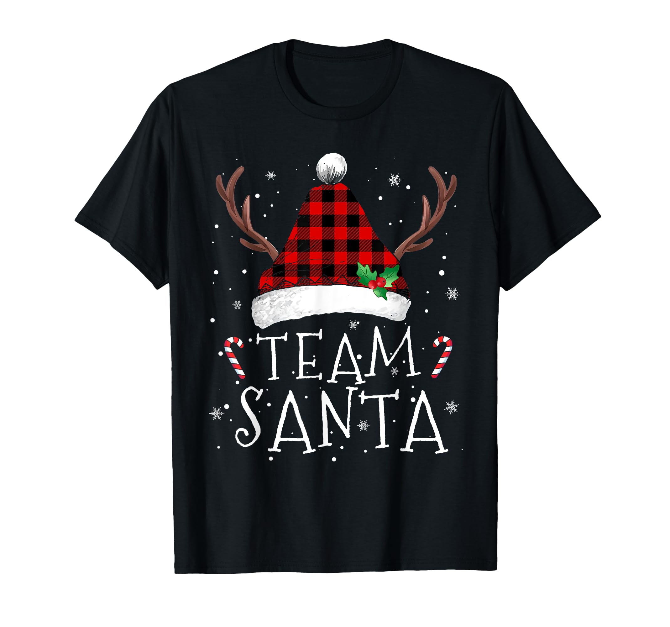 Team Santa Red Plaid Claus Hat Matching T-Shirt - Minimalist Print Unisex - T-Shirt, Sweatshirt, Hoodie