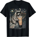 Raccoon Drinking Iced Coffee Funny Animal Meme Men - Adult & Kids T-Shirts, Sweatshirts & Hoodies apparel design preview 1