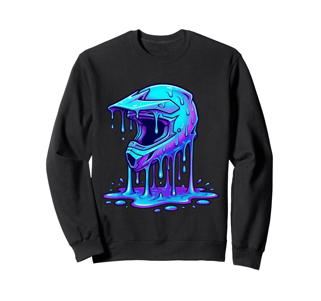 Melting Motocross Helmet Drippy Sweatshirt - Aesthetic Graphic Men Women - T-Shirt, Sweatshirt, Hoodie