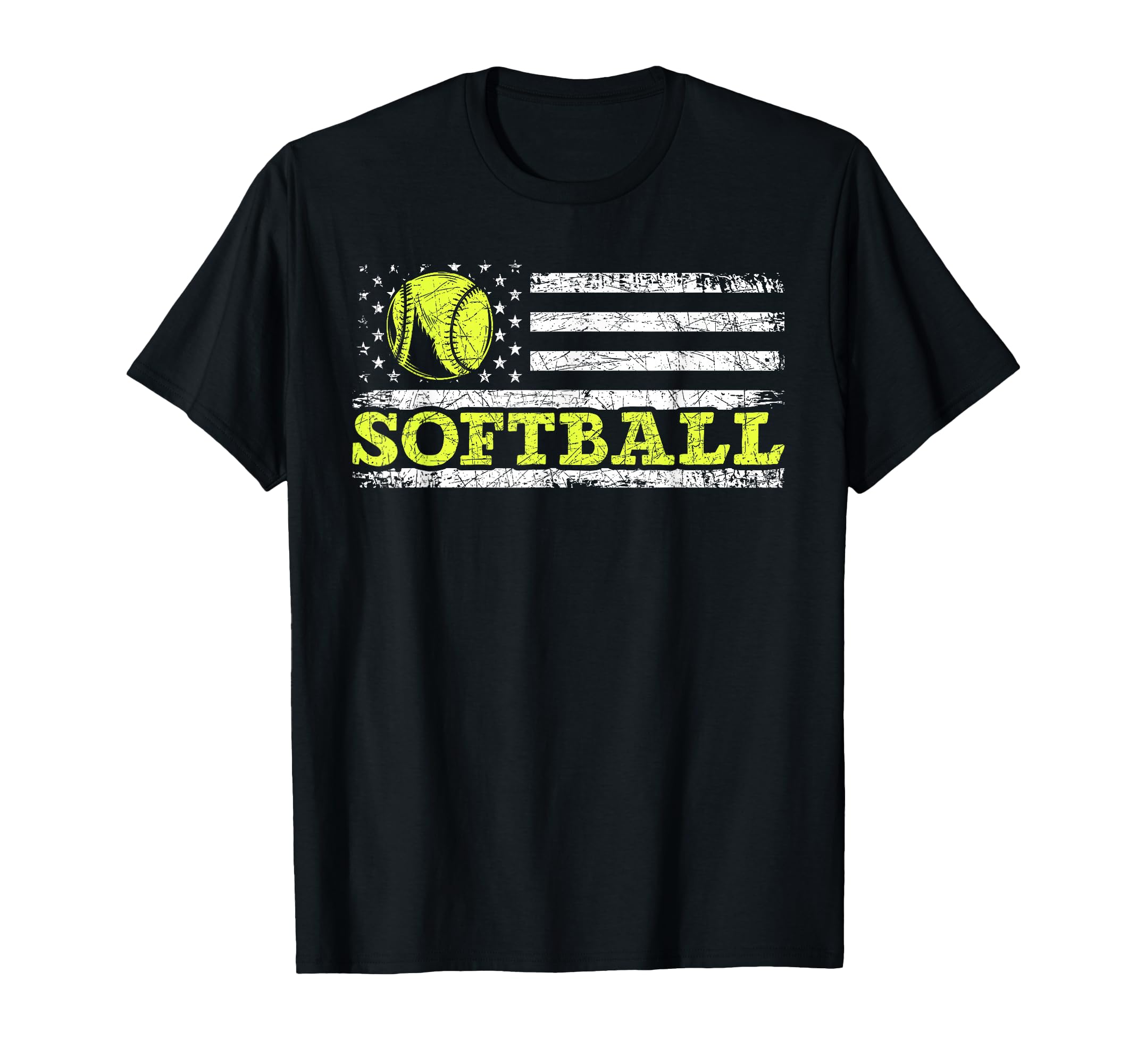 Usa Flag Patriotic Softball Player T-Shirt - Novelty Apparel for Adults - T-Shirt, Sweatshirt, Hoodie