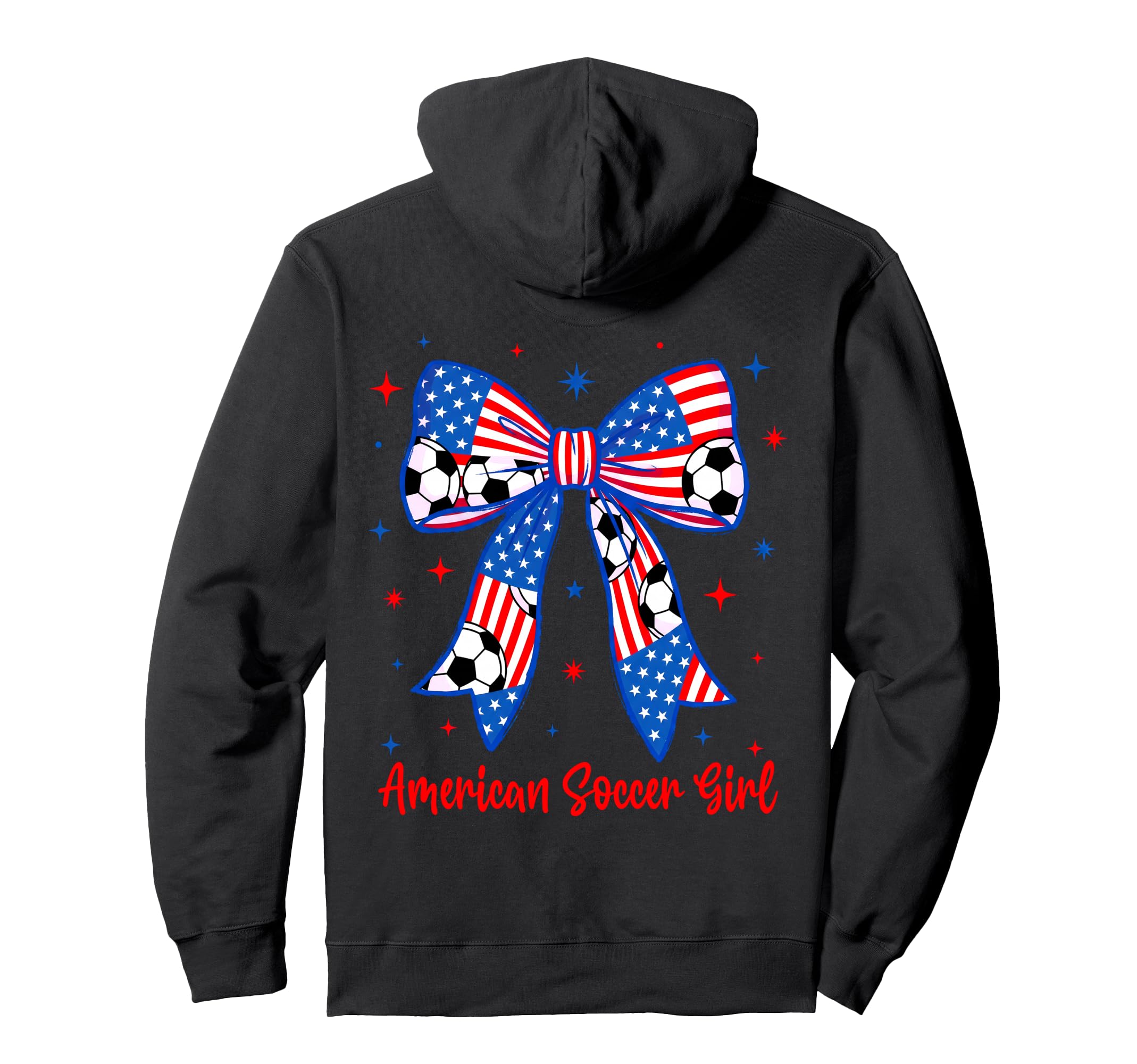 Coquette Bow American Flag Soccer 4Th Hoodie - Graphic Print for Adults - T-Shirt, Sweatshirt, Hoodie