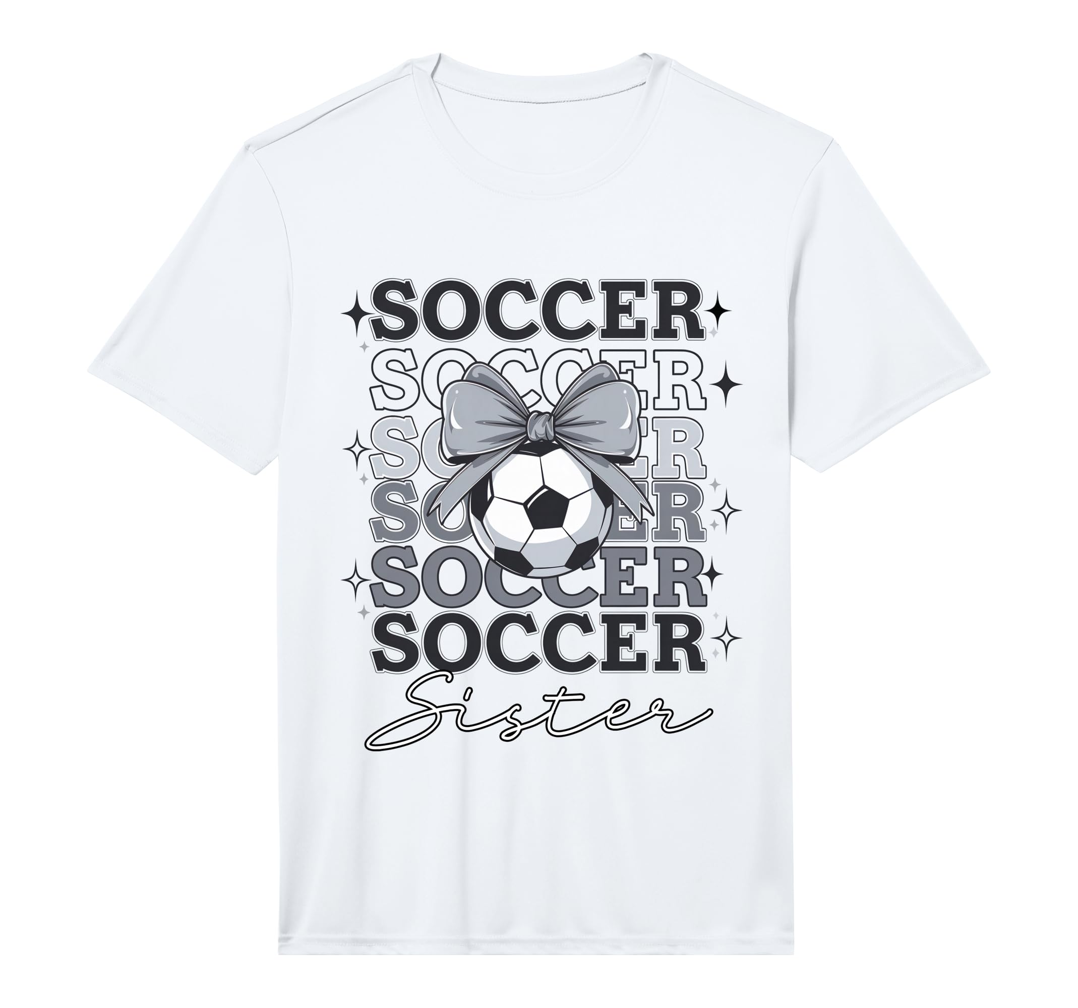 Groovy Soccer Sister Coquette Bow T-Shirt - Minimalist Print for Adults - T-Shirt, Sweatshirt, Hoodie