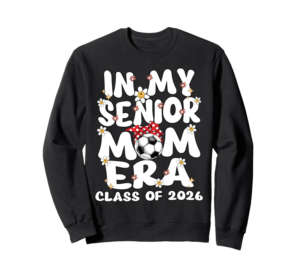My Senior Mom Era Groovy Soccer Sweatshirt - Aesthetic Graphic for Adults - T-Shirt, Sweatshirt, Hoodie