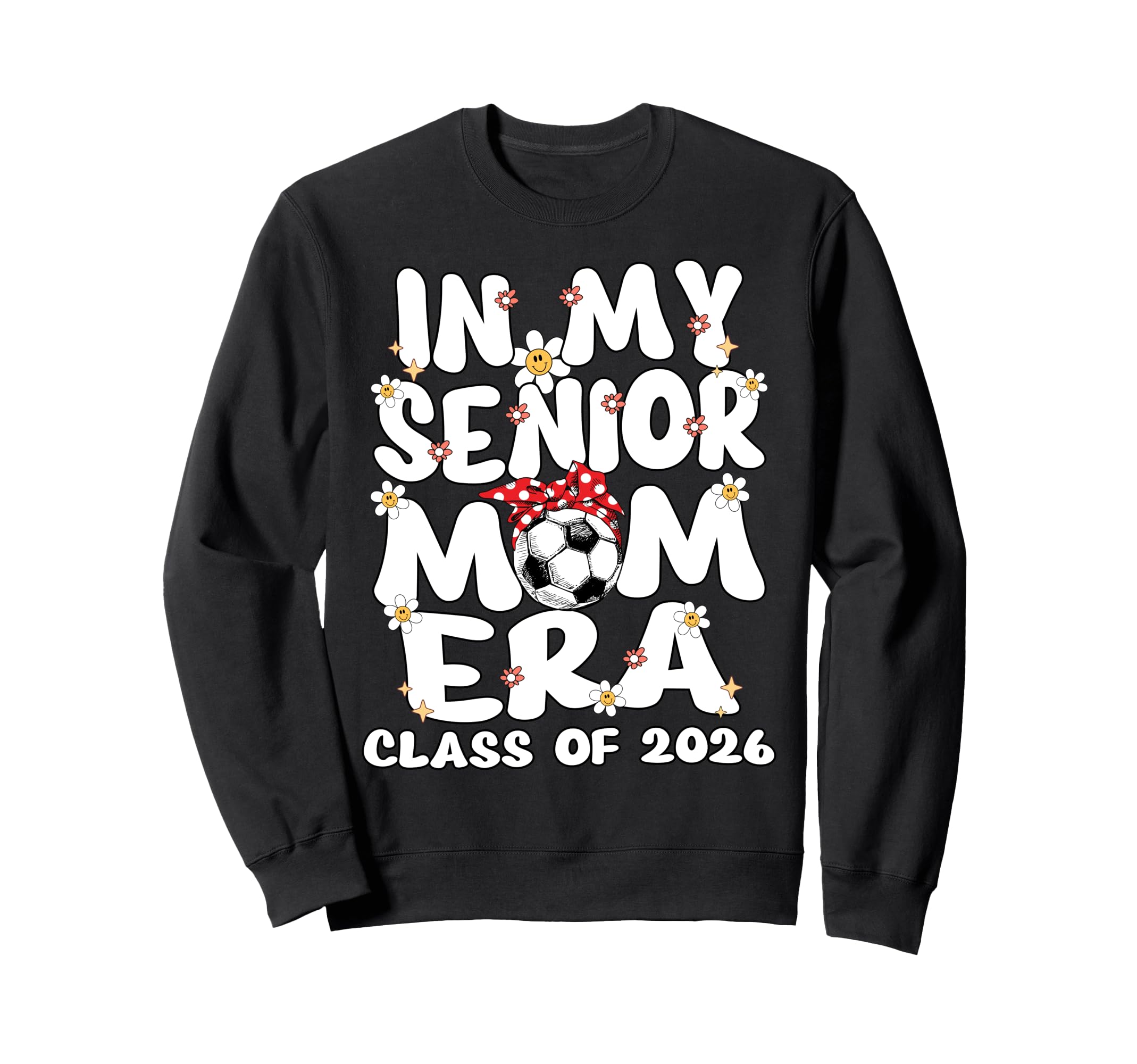 My Senior Mom Era Groovy Soccer Sweatshirt - Aesthetic Graphic for Adults - T-Shirt, Sweatshirt, Hoodie
