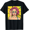 Wow Pop Art Girl Face Surprised Woman with Pink Hair - Adult & Kids T-Shirts, Sweatshirts & Hoodies apparel design preview 1