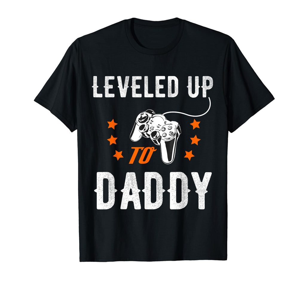 Leveled Up To Daddy New Daddy Gamer T-Shirt - Minimalist Print Men Women - T-Shirt, Sweatshirt, Hoodie