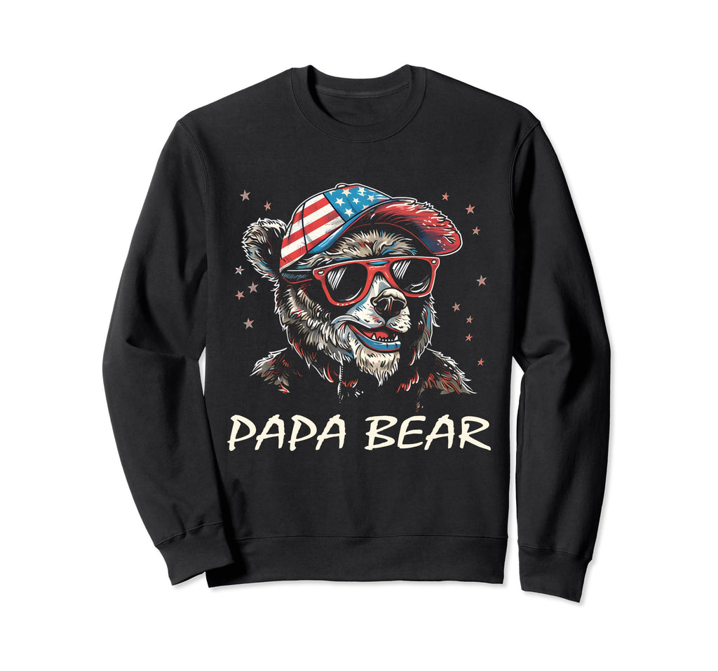 Papa Bear Fathers Day Usa Flag Sweatshirt - Streetwear Style for Adults - T-Shirt, Sweatshirt, Hoodie