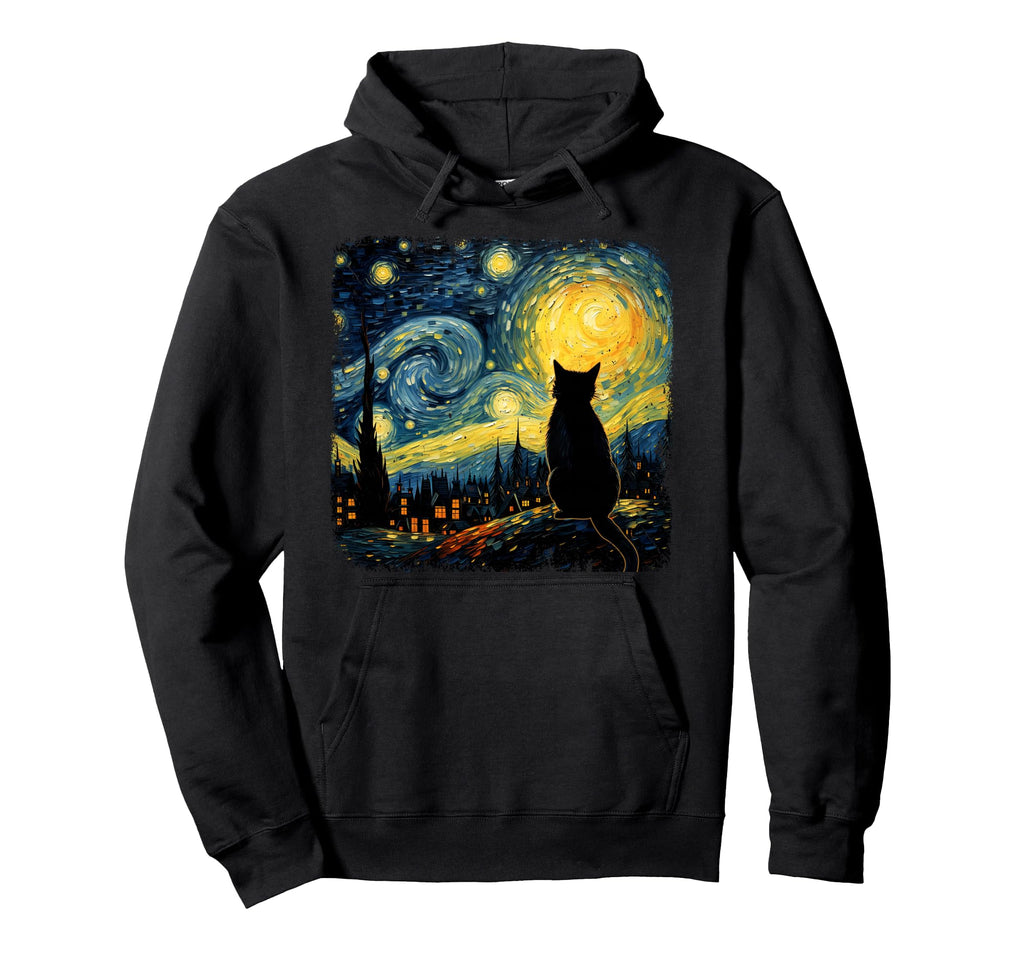 Cat Starry Night Van Gogh Cat Cat Lover Hoodie - Novelty Apparel Unisex - T-Shirt, Sweatshirt, Hoodie