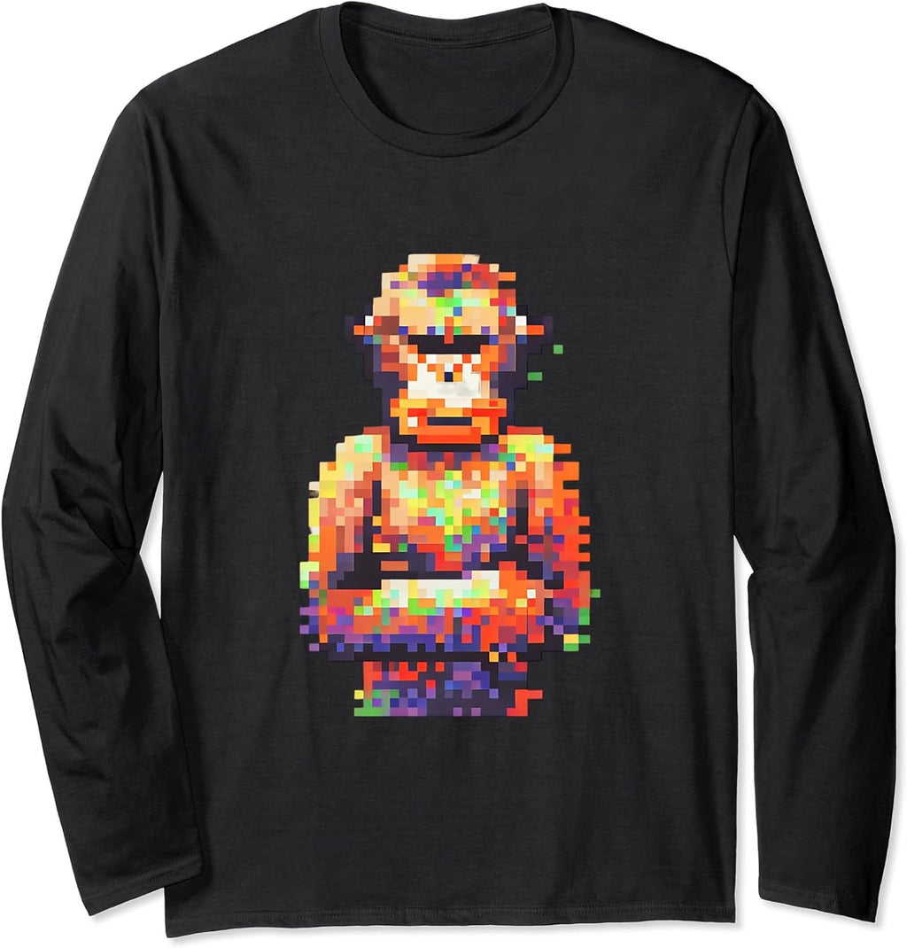 Pixel Art Monkey Retro inspired Primate - Adult & Kids T-Shirts, Sweatshirts & Hoodies apparel design preview 1
