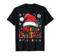 Merry Lights Red Santa Hat Family T-Shirt - Unique Graphic Men Women - T-Shirt, Sweatshirt, Hoodie