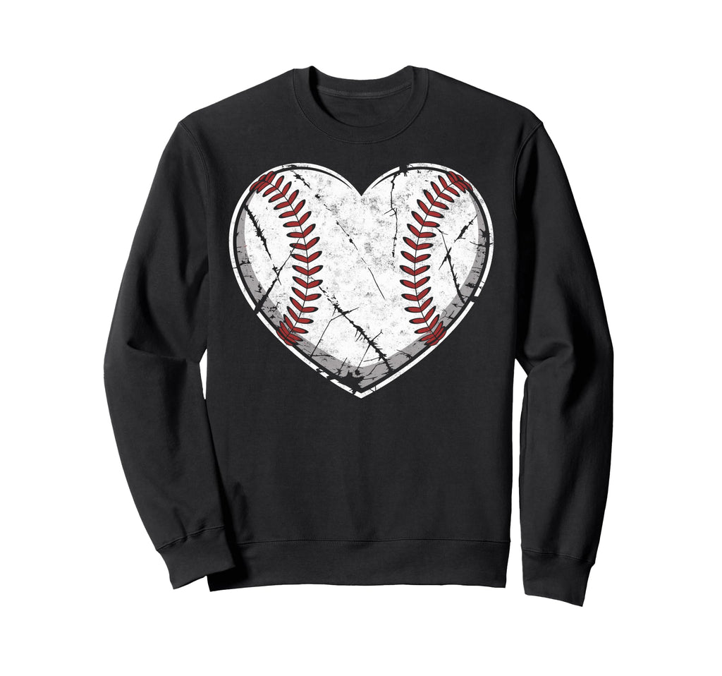 Baseball Ball Heart Player Coach Dad Sweatshirt - Aesthetic Graphic Unisex - T-Shirt, Sweatshirt, Hoodie