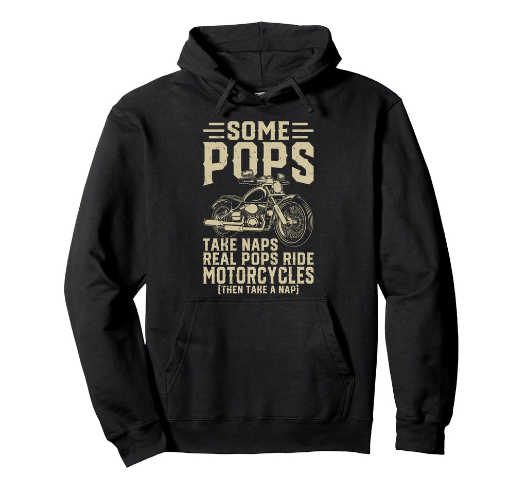 Real Pops Motorcycle Biker Dad Road Hoodie - Graphic Print for Adults - T-Shirt, Sweatshirt, Hoodie