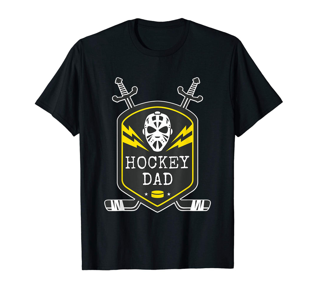 Mens Goalie Mask Crest Stick Puck Fathers T-Shirt - Novelty Apparel Unisex - T-Shirt, Sweatshirt, Hoodie