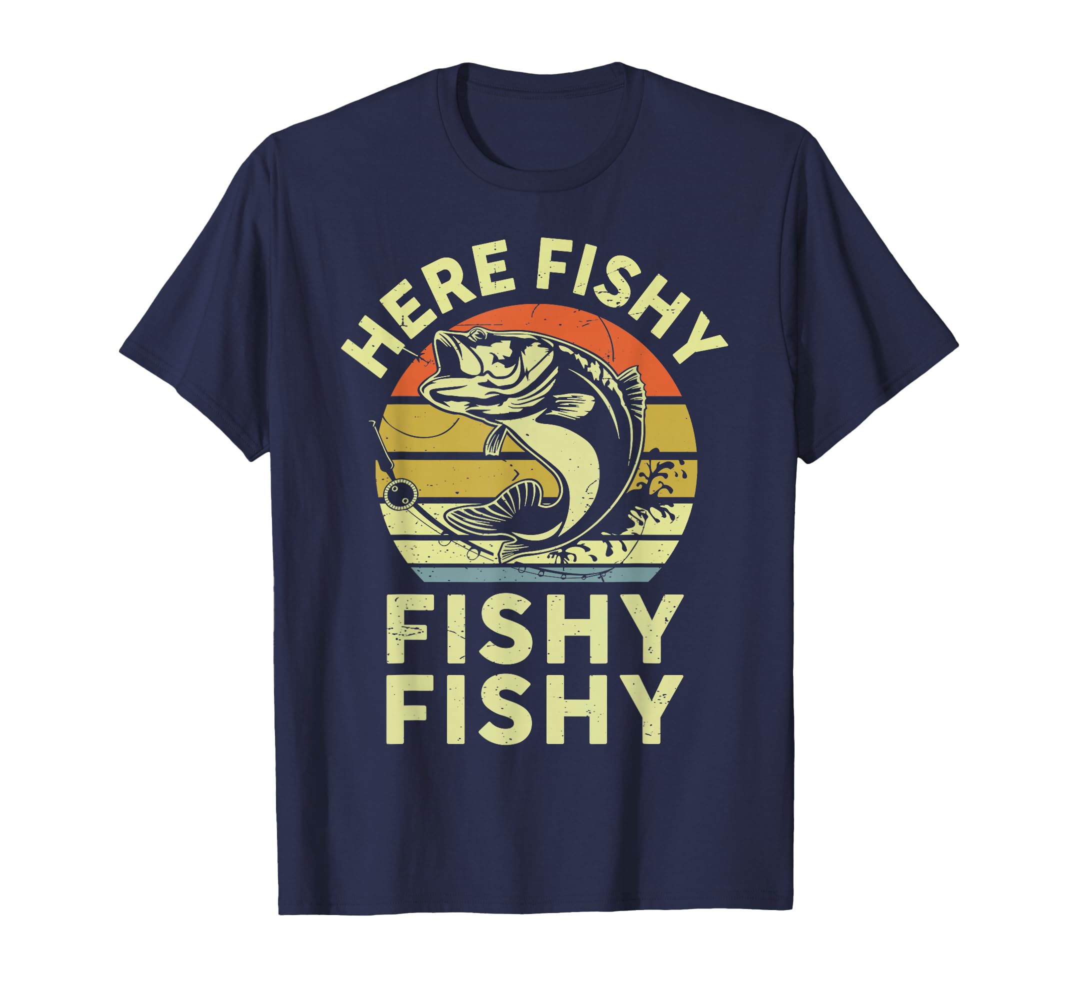 Mens Here Fishy Fishing Large Mouth T-Shirt - Casual Everyday Wear Unisex - T-Shirt, Sweatshirt, Hoodie