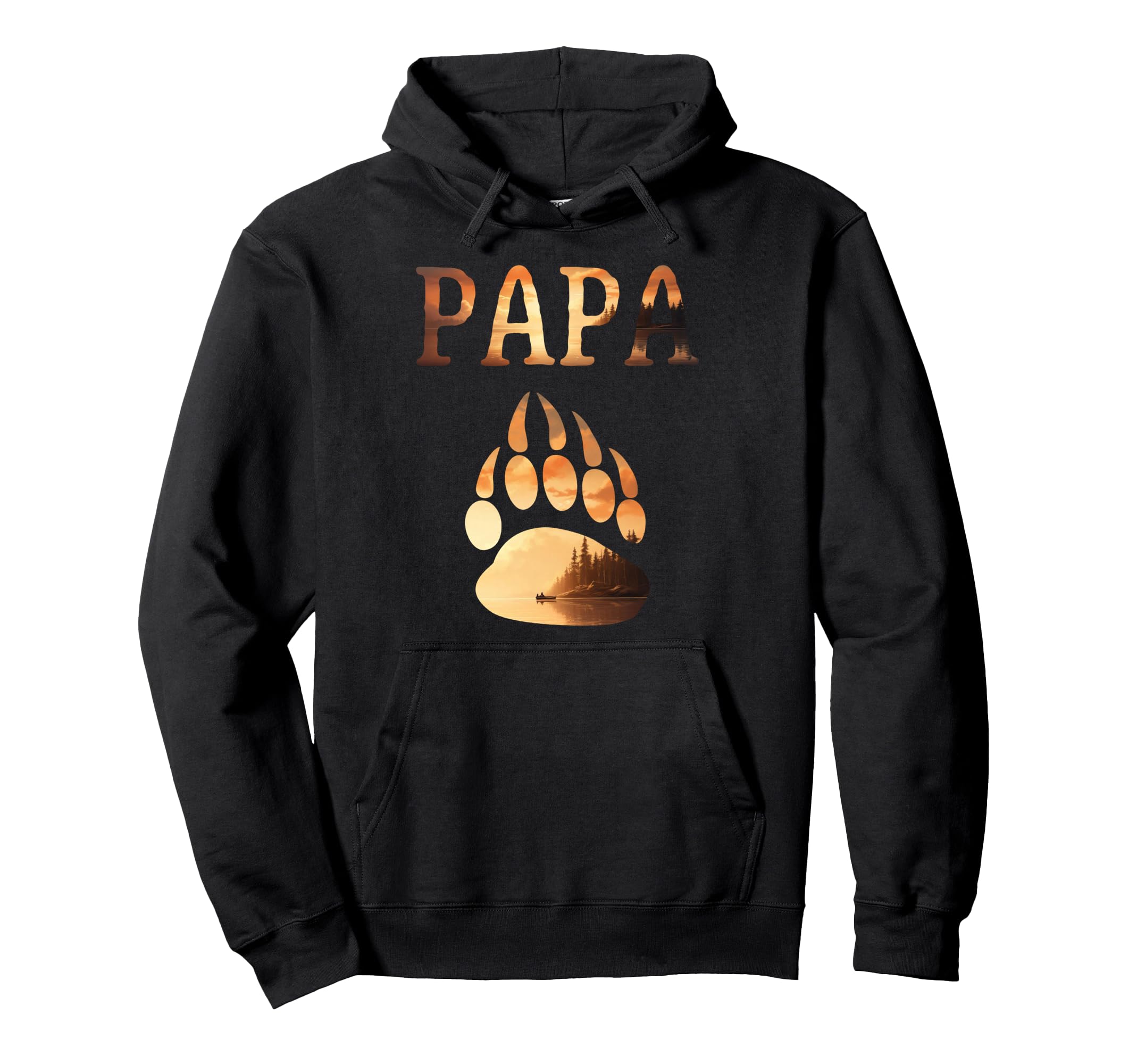 Papa Bear Sunset Lake Outdoors Best Dad Hoodie - Aesthetic Graphic Unisex - T-Shirt, Sweatshirt, Hoodie