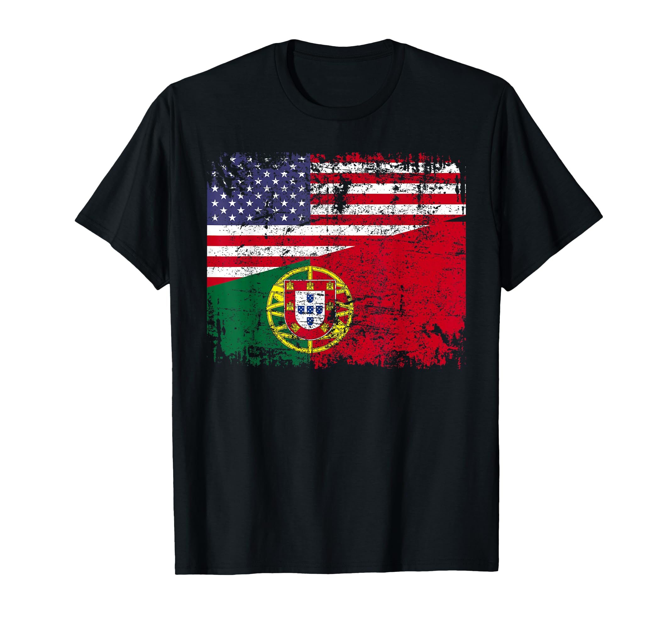 Portuguese Roots Half American Flag T-Shirt - Custom Art Print Men Women - T-Shirt, Sweatshirt, Hoodie