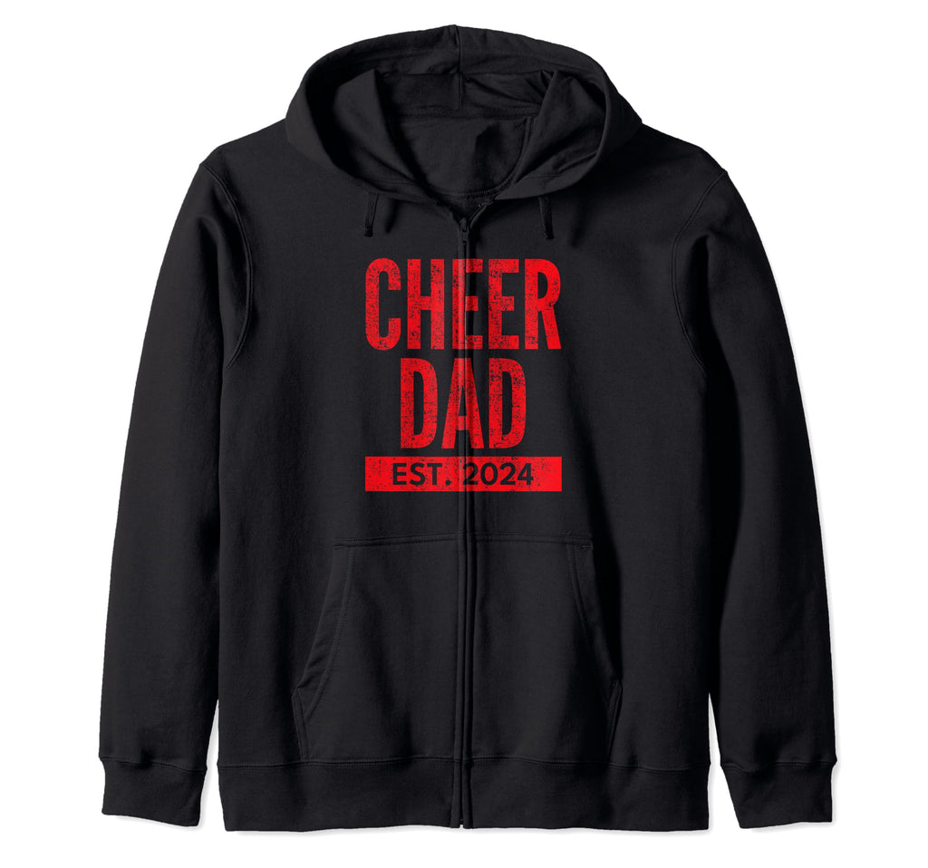 Red Cheer Cheerleader Dad Est 2024 T-Shirt - Novelty Apparel Men Women - T-Shirt, Sweatshirt, Hoodie