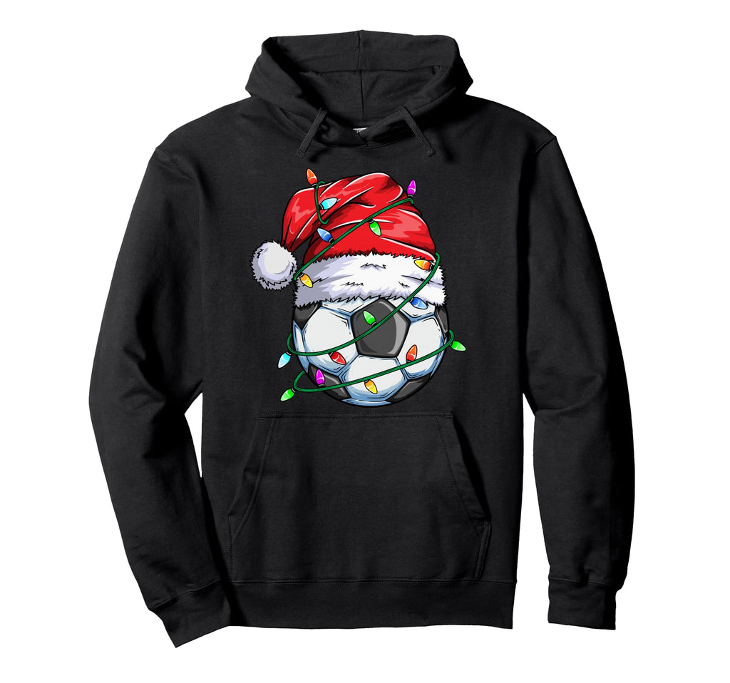 Santa Soccer Ball Sports Soccer Player Hoodie - Novelty Apparel for Adults - T-Shirt, Sweatshirt, Hoodie