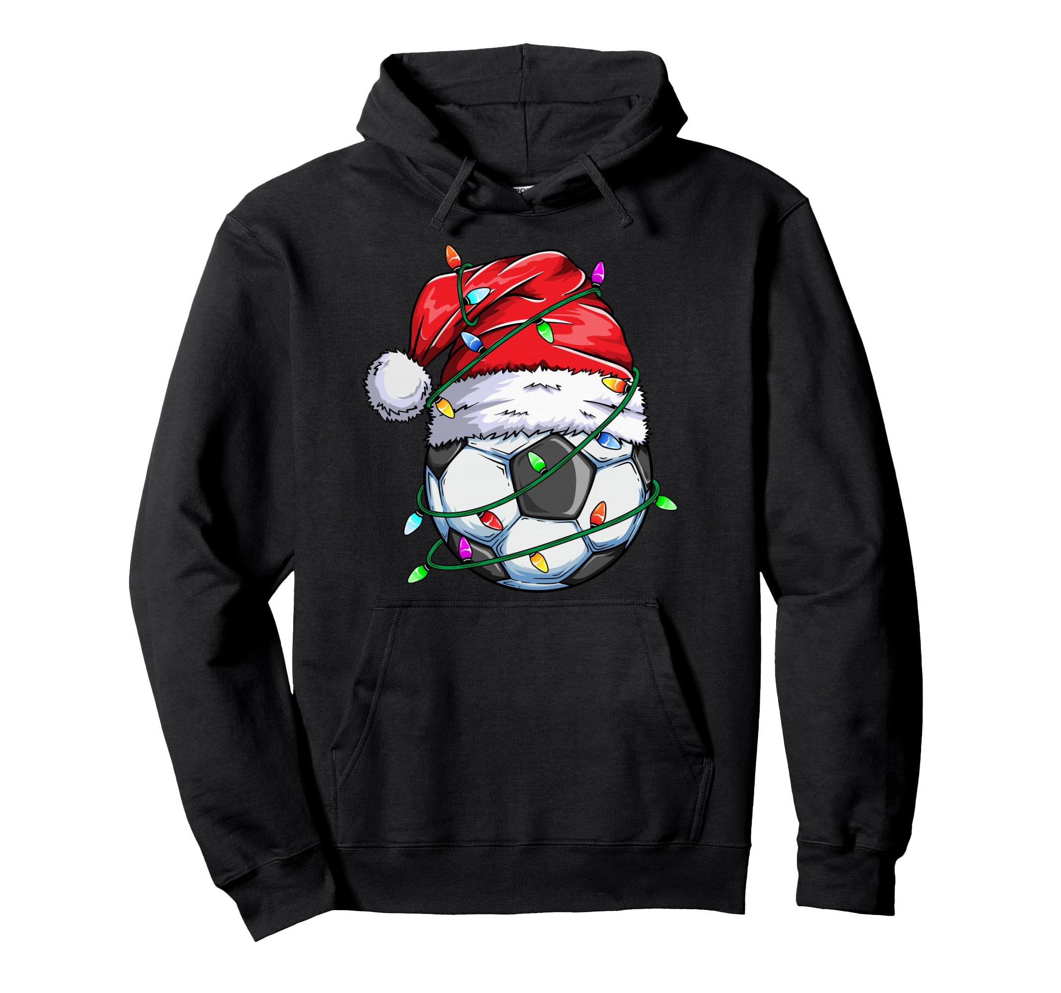 Santa Soccer Ball Sports Soccer Player Hoodie - Novelty Apparel for Adults - T-Shirt, Sweatshirt, Hoodie