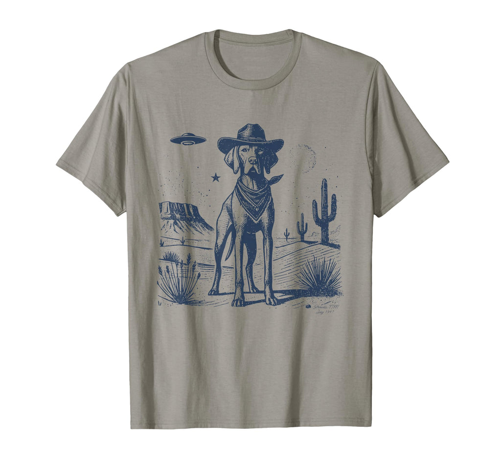 Vizsla Cowboy Hat Funny Dog Mom Pet T-Shirt - Custom Art Print for Adults - T-Shirt, Sweatshirt, Hoodie