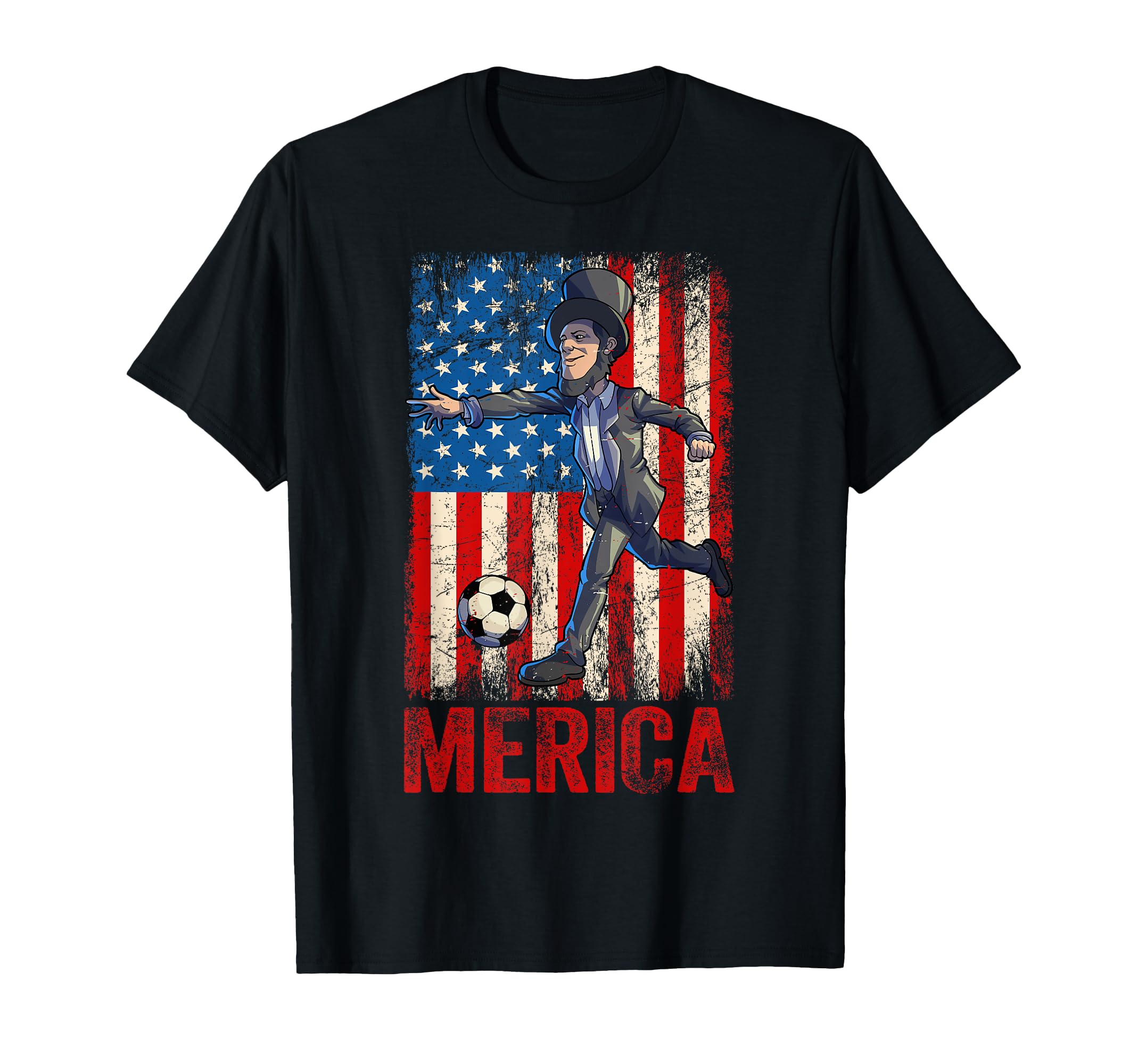 Soccer Abraham Lincoln 4Th July T-Shirt - Novelty Apparel for Adults - T-Shirt, Sweatshirt, Hoodie