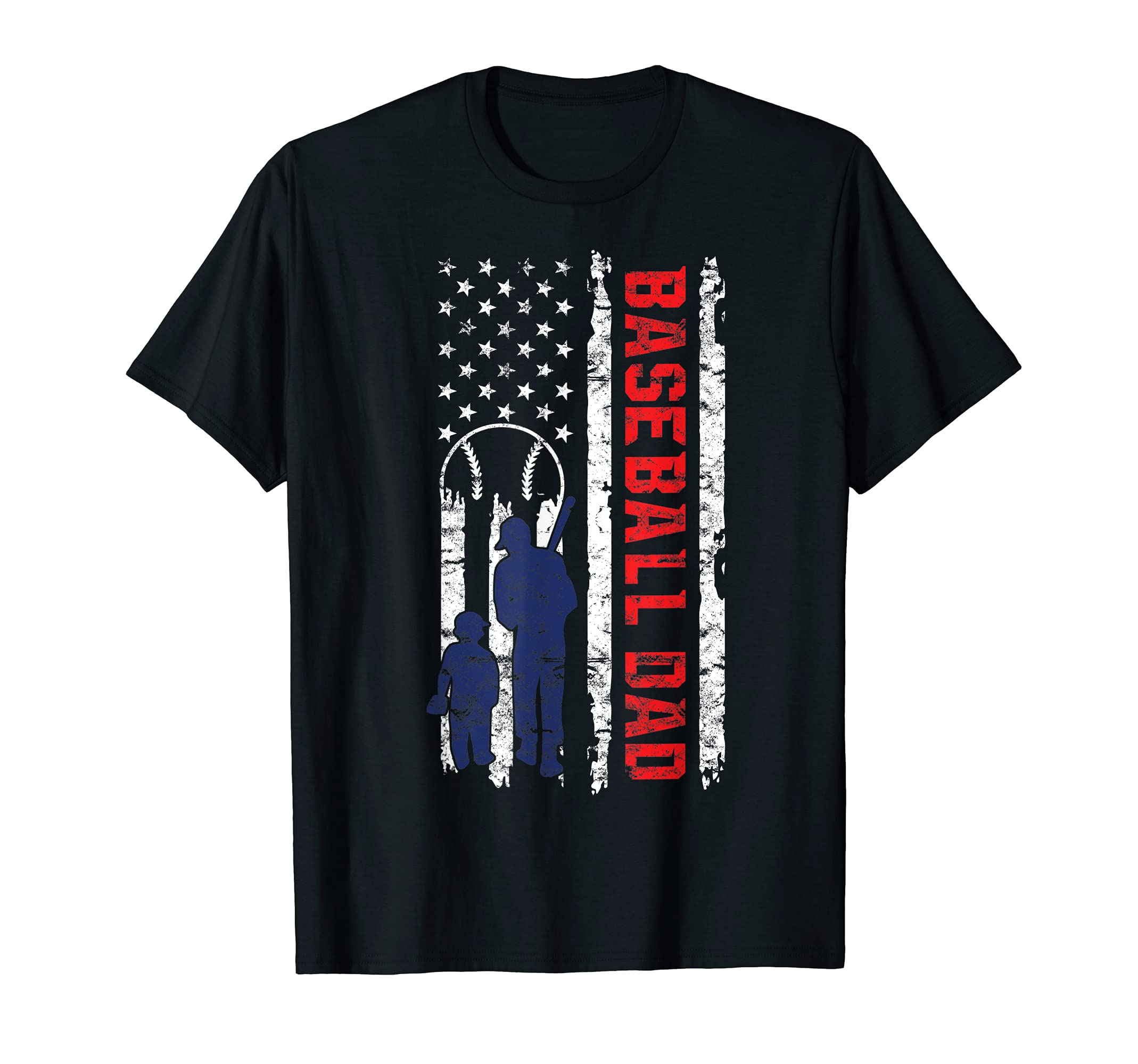 Proud Baseball Dad Usa Flag Sports T-Shirt - Minimalist Print Men Women - T-Shirt, Sweatshirt, Hoodie