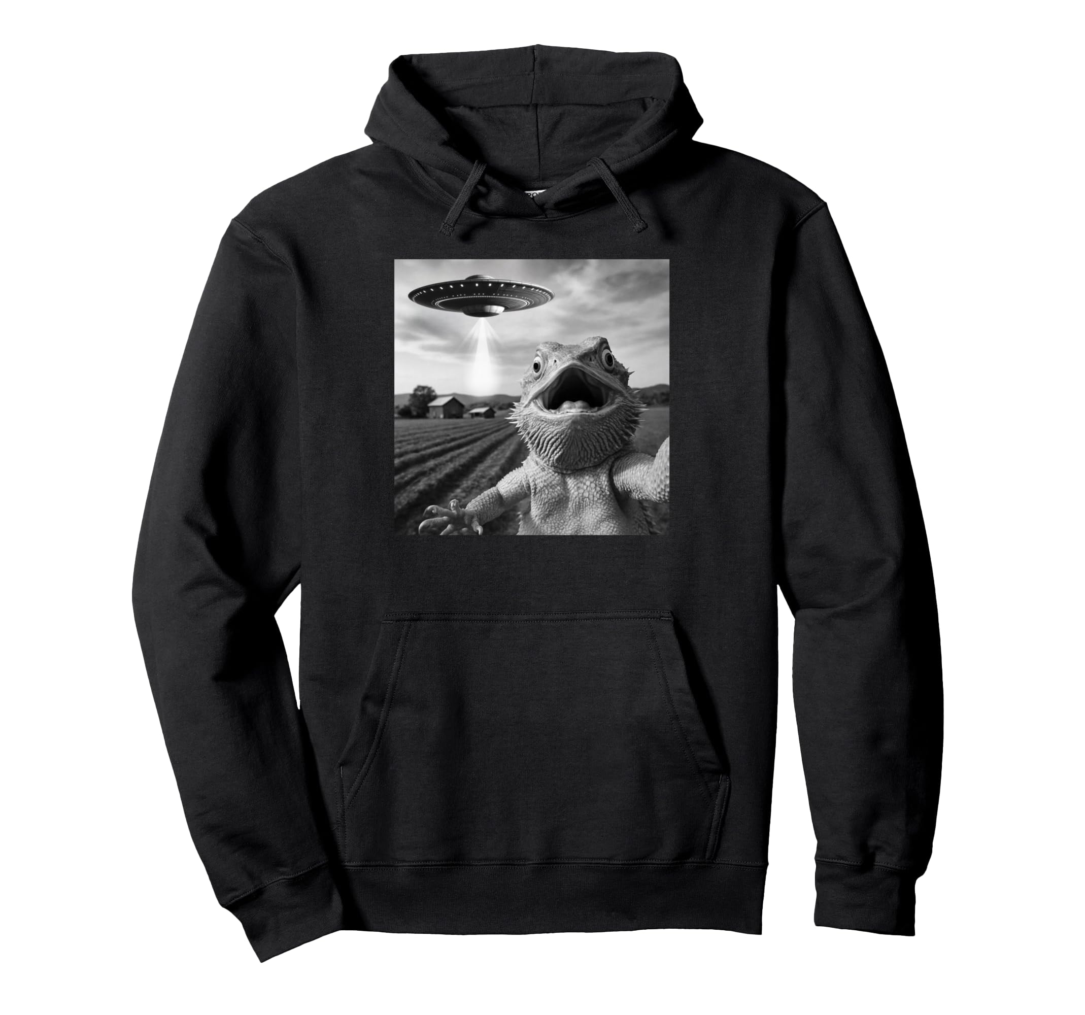 Funny Bearded Dragon Selfie Alien Ufo Hoodie - Fun Novelty Design Men Women - T-Shirt, Sweatshirt, Hoodie