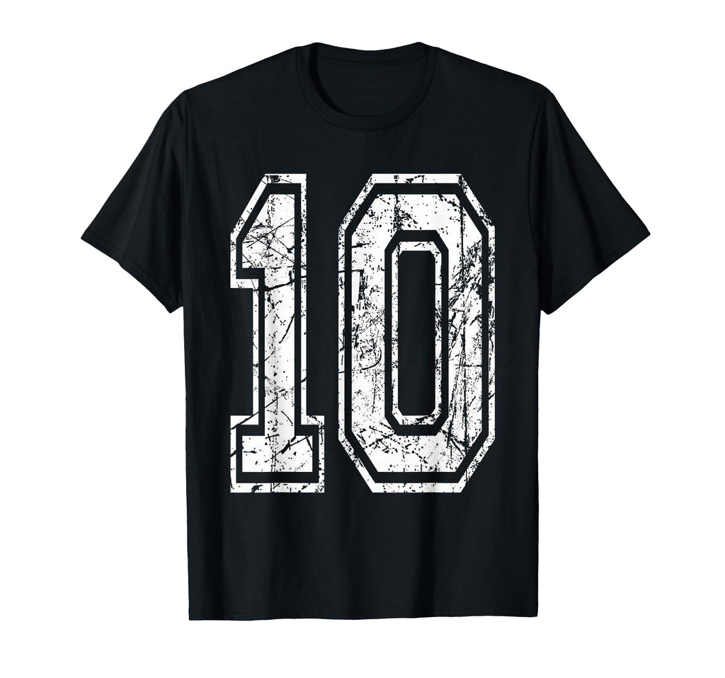 Sports Jersey Grunge Number 10 T-Shirt - Fun Novelty Design for Adults - T-Shirt, Sweatshirt, Hoodie
