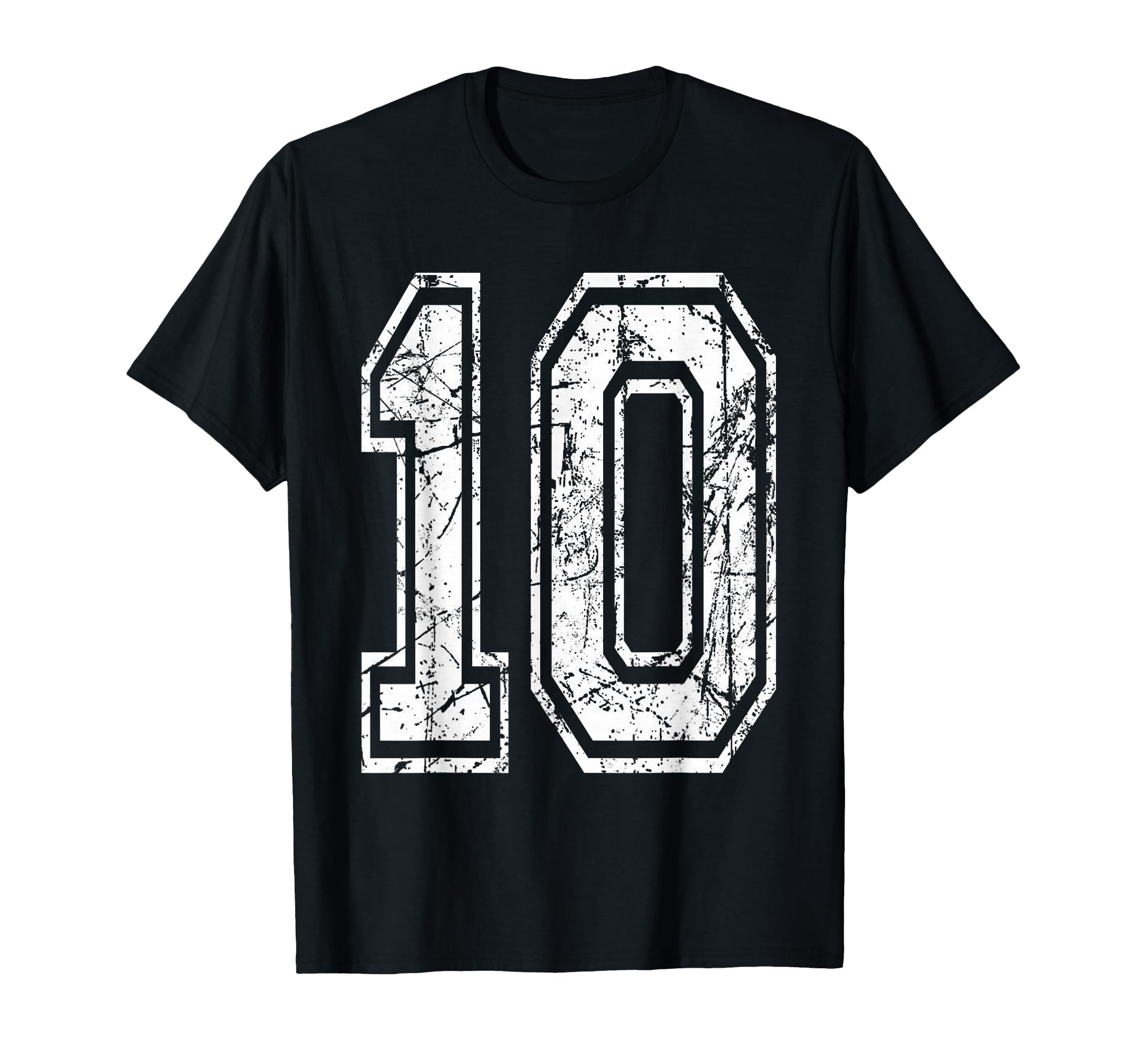 Sports Jersey Grunge Number 10 T-Shirt - Fun Novelty Design for Adults - T-Shirt, Sweatshirt, Hoodie