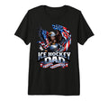 Mens Proud Ice Hockey Dad American T-Shirt - Casual Everyday Wear Unisex - T-Shirt, Sweatshirt, Hoodie