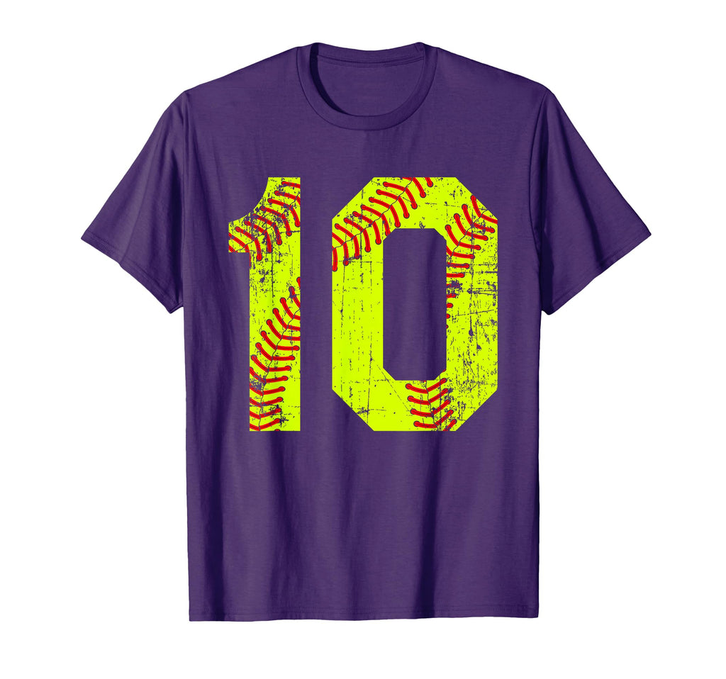 Softball 10 Jersey Number T-Shirt - Minimalist Print Unisex - T-Shirt, Sweatshirt, Hoodie