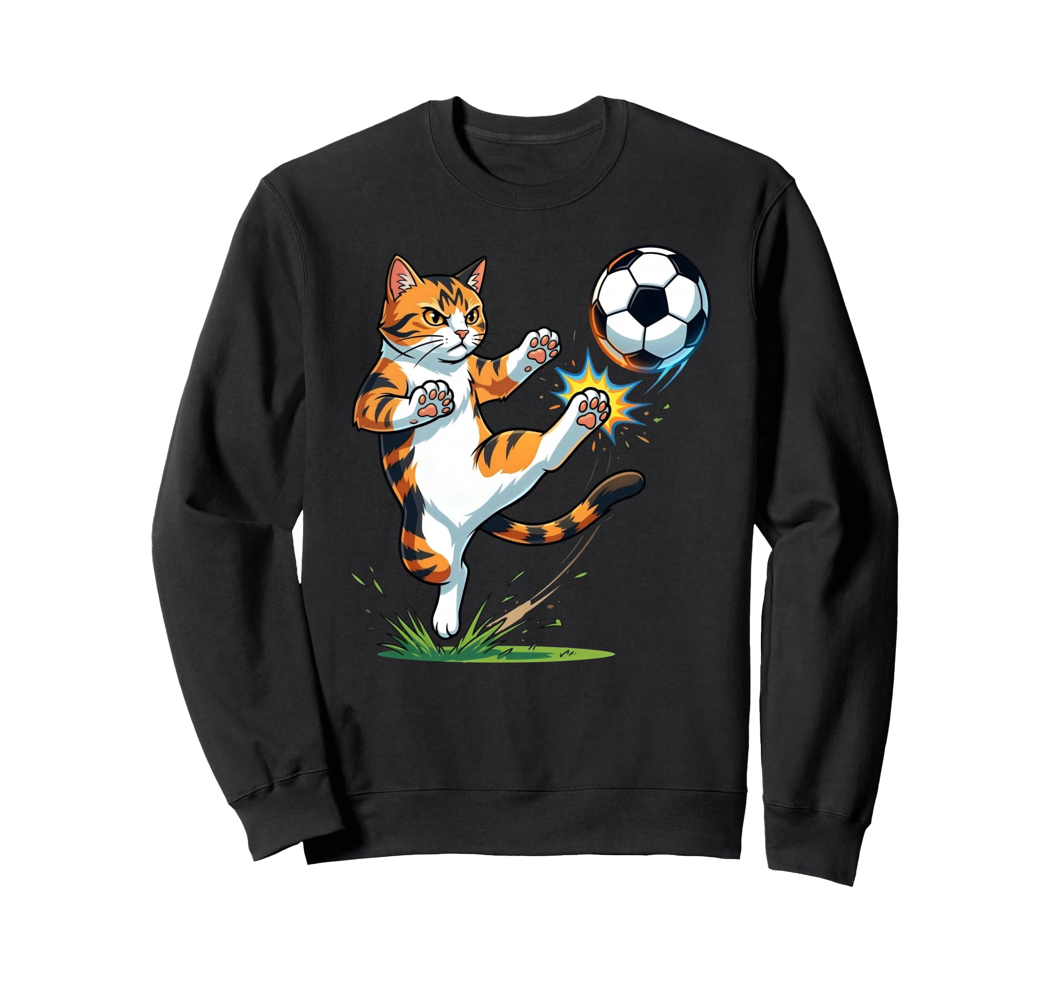 Funny Ginger Cat Playing Soccer Sweatshirt - Fun Novelty Design for Adults - T-Shirt, Sweatshirt, Hoodie