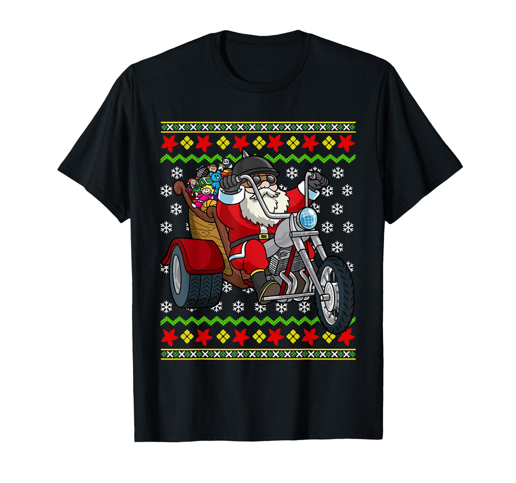 Santa Claus Biker Motorcycle T-Shirt - Fun Novelty Design Men Women - T-Shirt, Sweatshirt, Hoodie