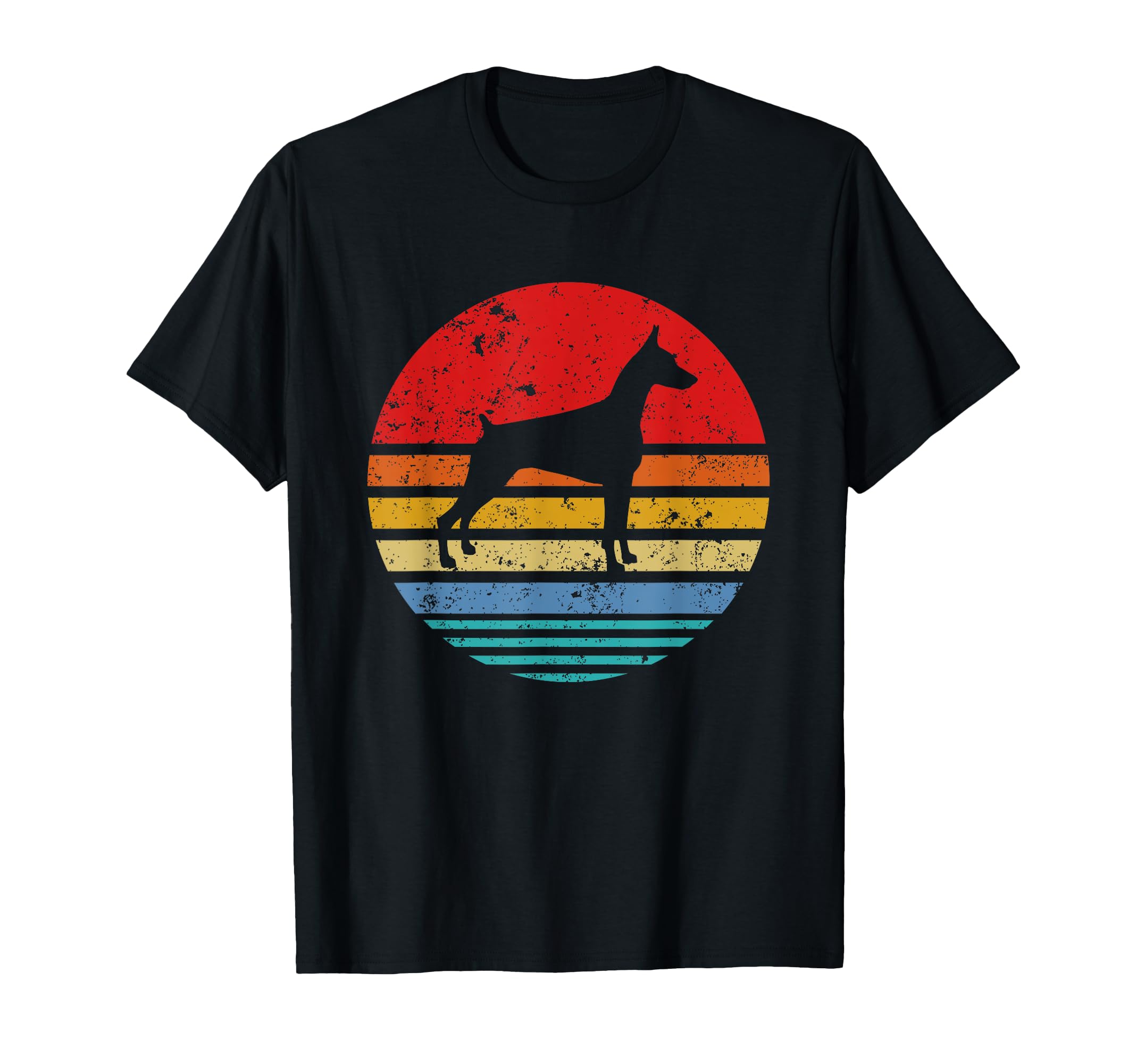 Doberman Sunset Distressed Mom Dad T-Shirt - Minimalist Print for Adults - T-Shirt, Sweatshirt, Hoodie