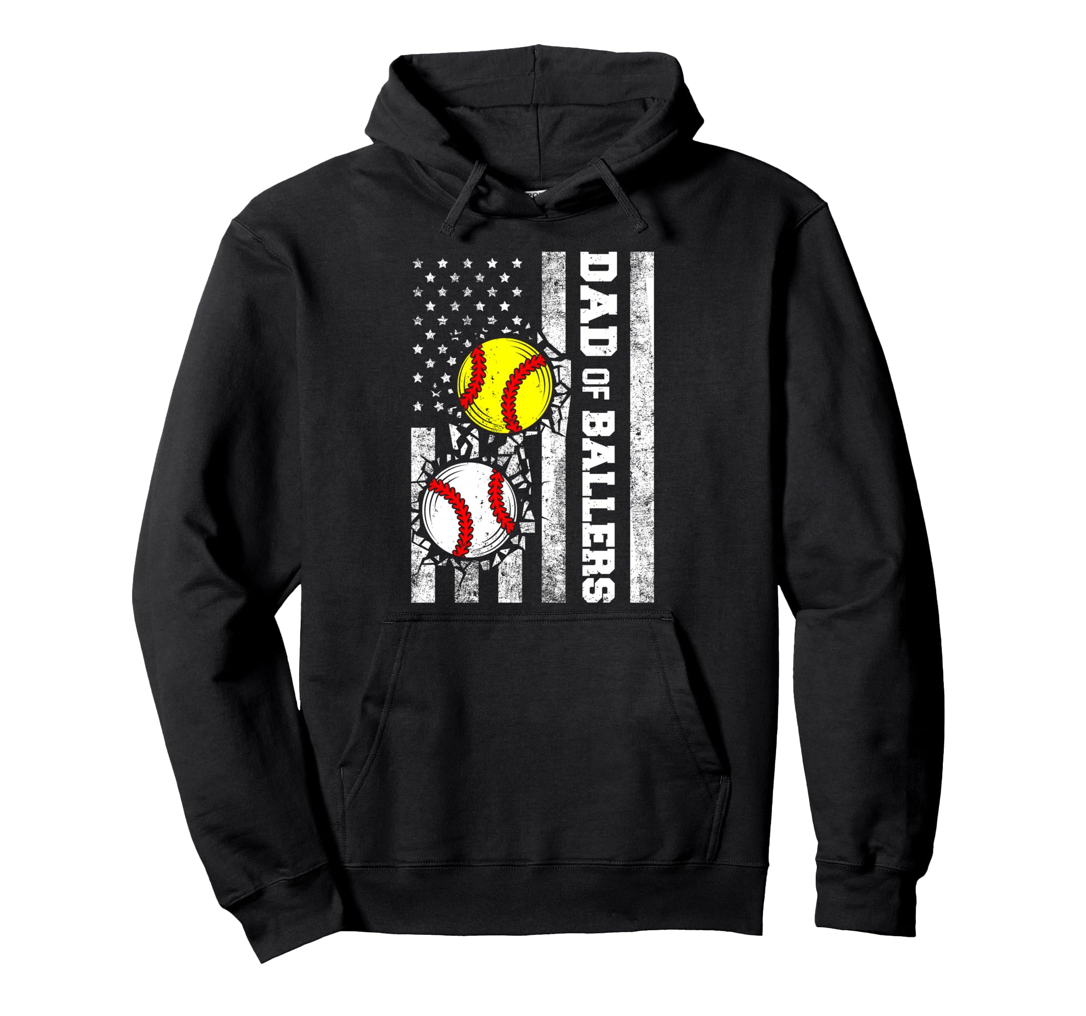Dad Ballers Funny Usa Flag Baseball Hoodie - Streetwear Style Unisex - T-Shirt, Sweatshirt, Hoodie