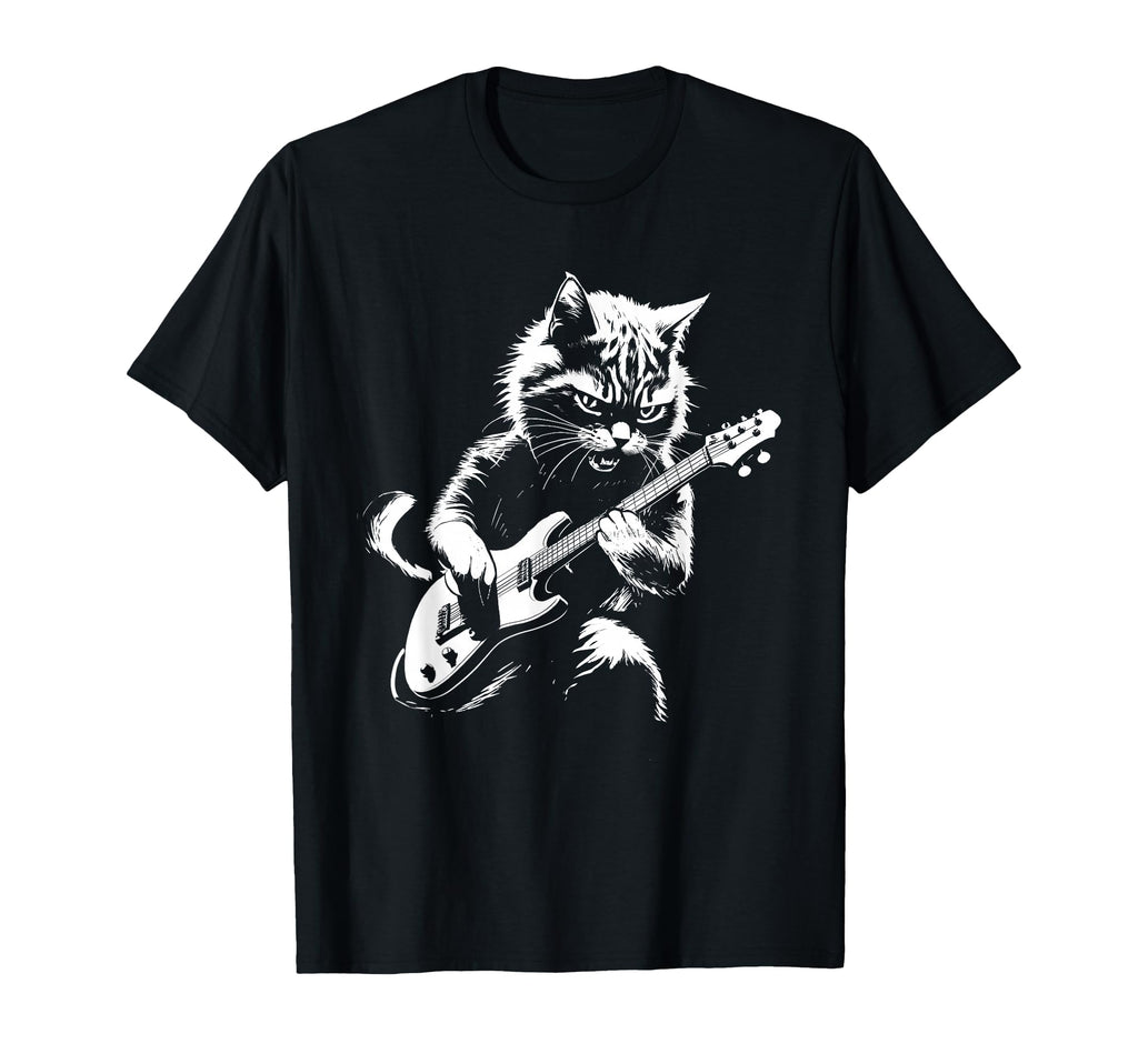 Cat Playing Electric Guitar Cat Lover T-Shirt - Minimalist Print Men Women - T-Shirt, Sweatshirt, Hoodie
