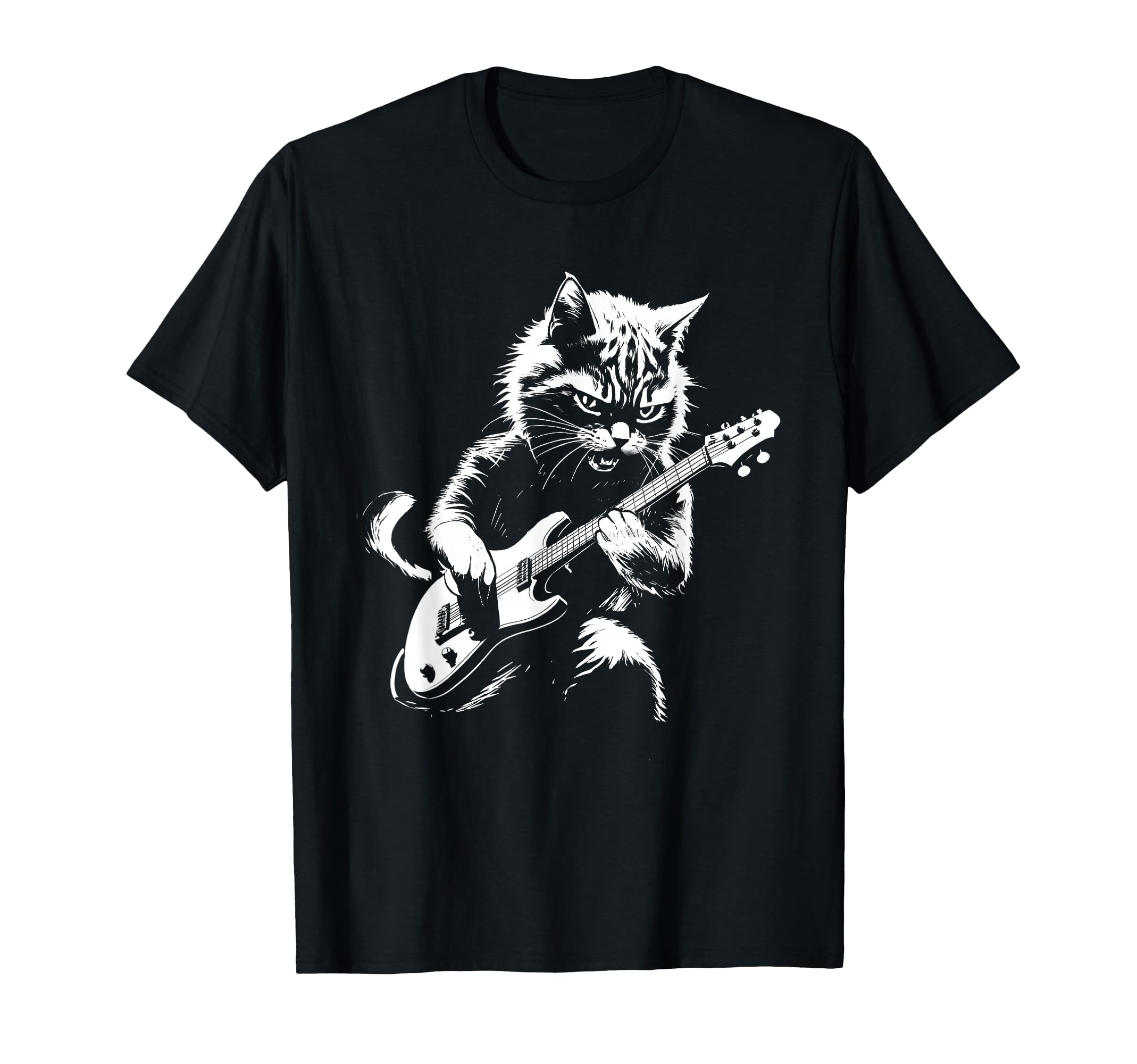 Cat Playing Electric Guitar Cat Lover T-Shirt - Minimalist Print Men Women - T-Shirt, Sweatshirt, Hoodie