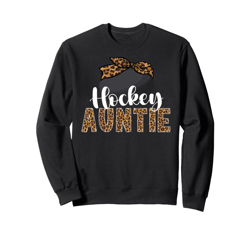 Hockey Auntie Leopard Ice Hockey Sweatshirt - Casual Everyday Wear Unisex - T-Shirt, Sweatshirt, Hoodie