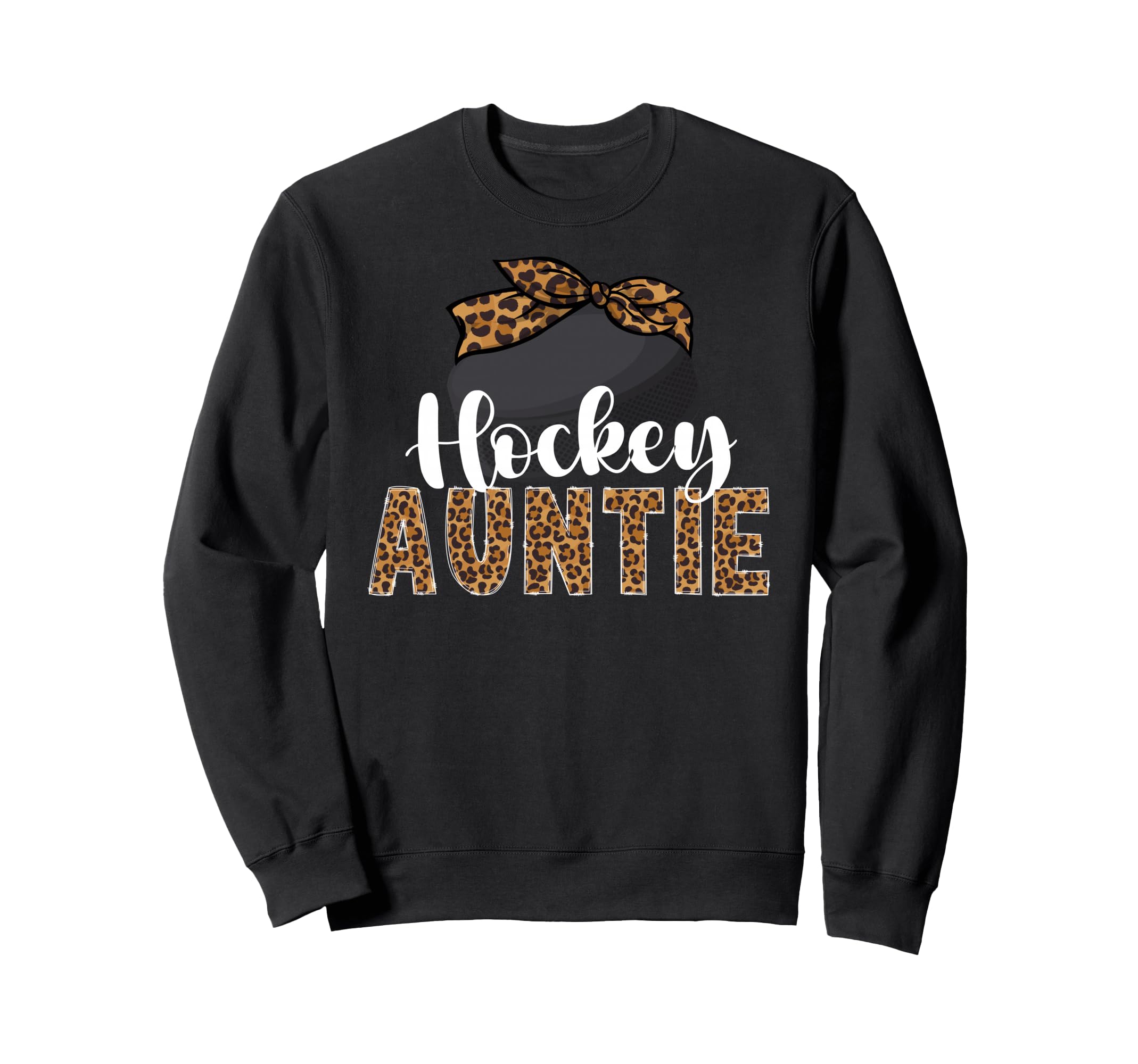 Hockey Auntie Leopard Ice Hockey Sweatshirt - Casual Everyday Wear Unisex - T-Shirt, Sweatshirt, Hoodie