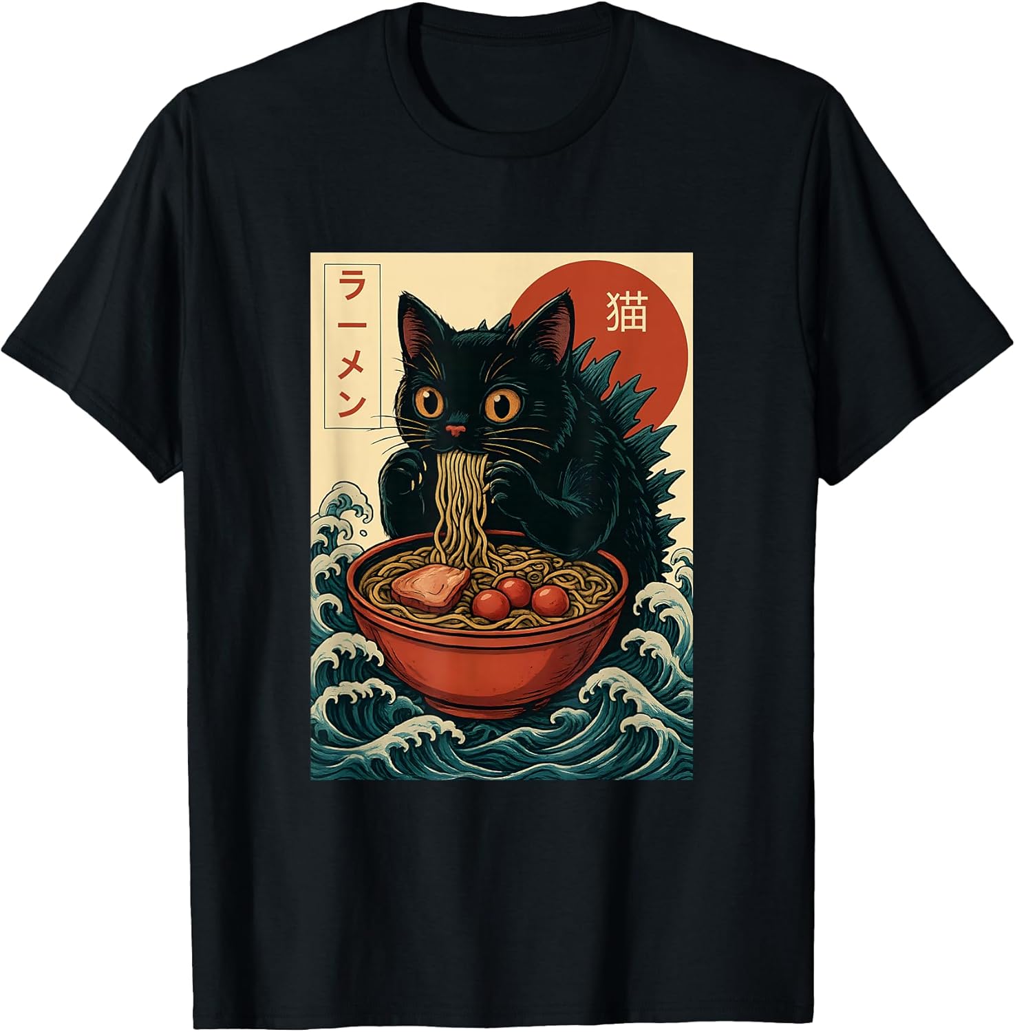 Funny Catzilla Anime Ramen Japanese Cat Gifts Men - Adult & Kids T-Shirts, Sweatshirts & Hoodies apparel design preview 1