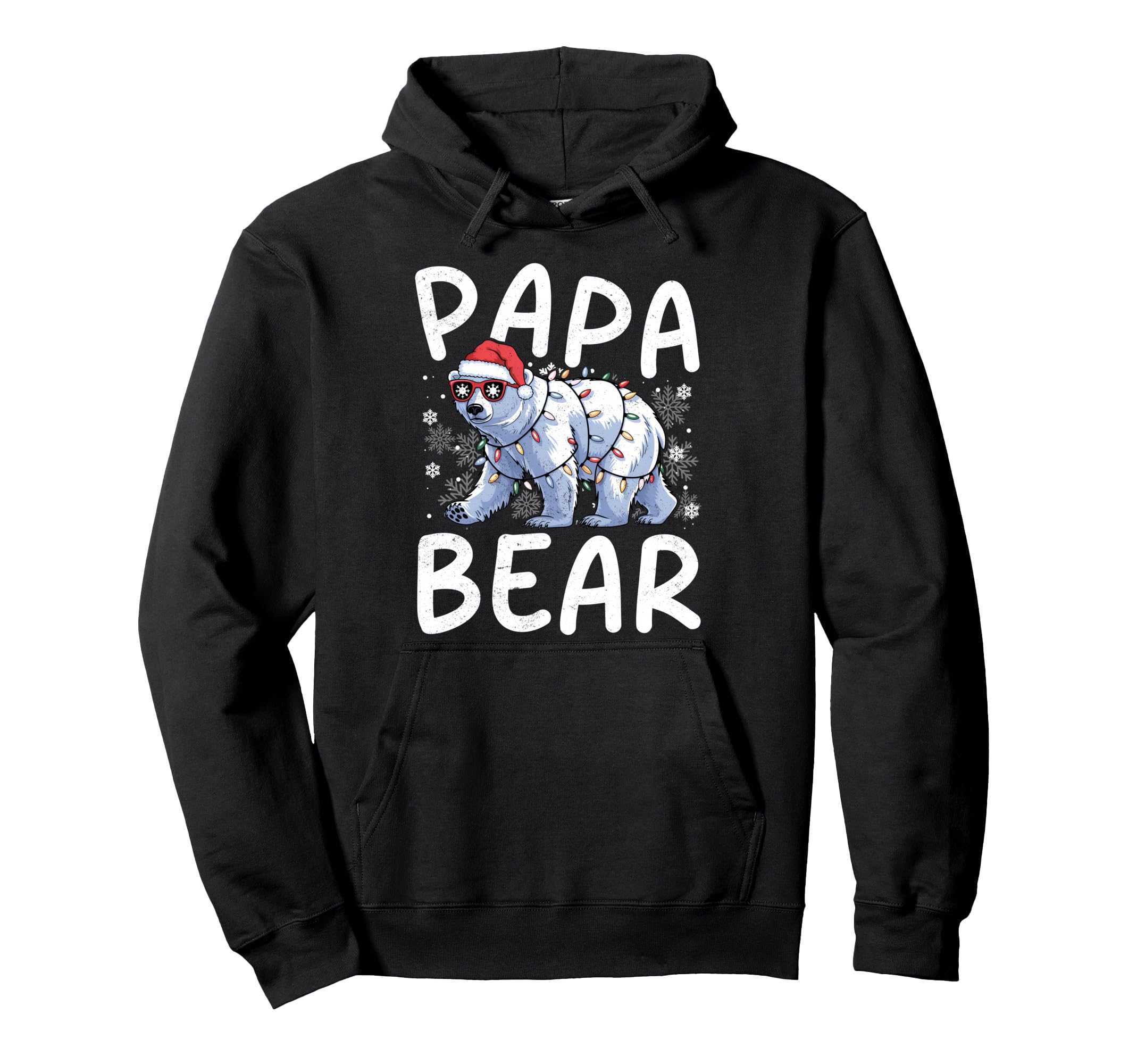 Funny Papa Bear Santa Hat Lights Hoodie - Trendy Graphic for Adults - T-Shirt, Sweatshirt, Hoodie
